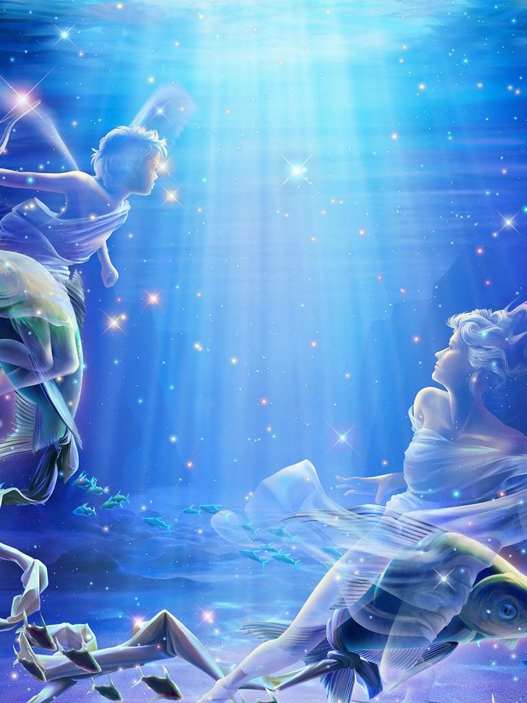 768x1024 pisces wallpaper, sky, illustration, cg artwork, fictional character, art, graphics