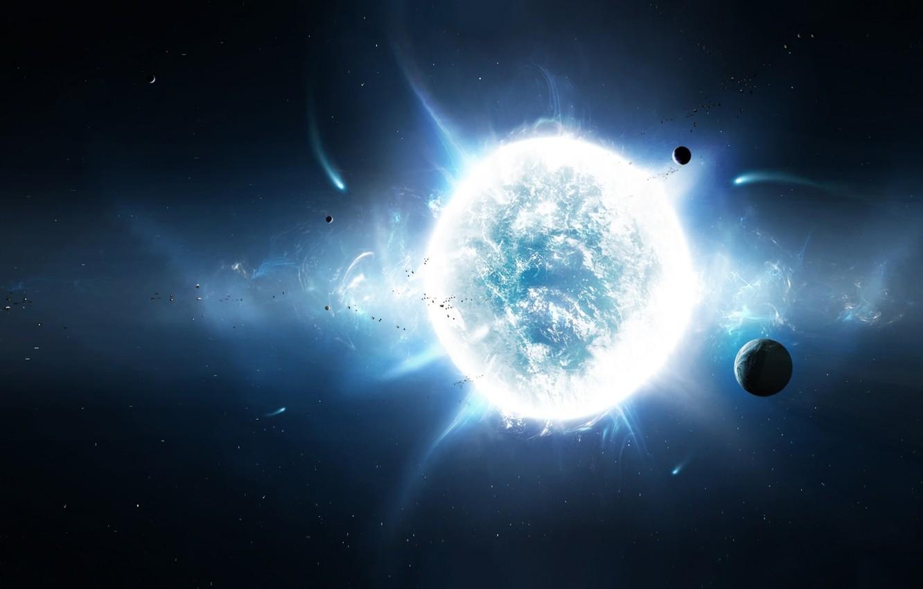 1332x850 Wallpaper white, Sun, stars, planets image for desktop, section космос