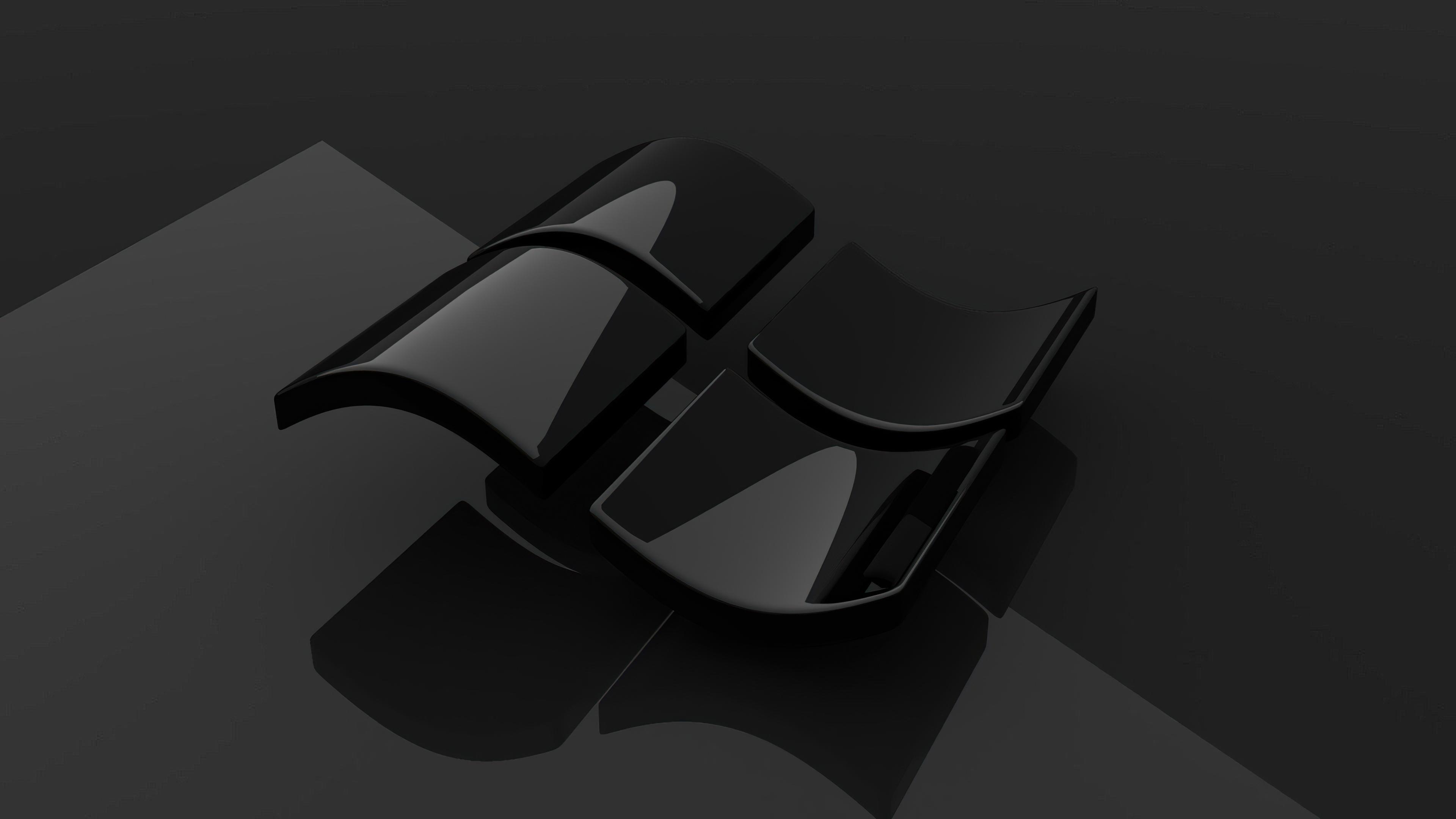 3840x2160 Windows Logo Black Minimal 4k Laptop Full HD 1080P HD 4k Wallpaper, Image, Background, Photo and Picture