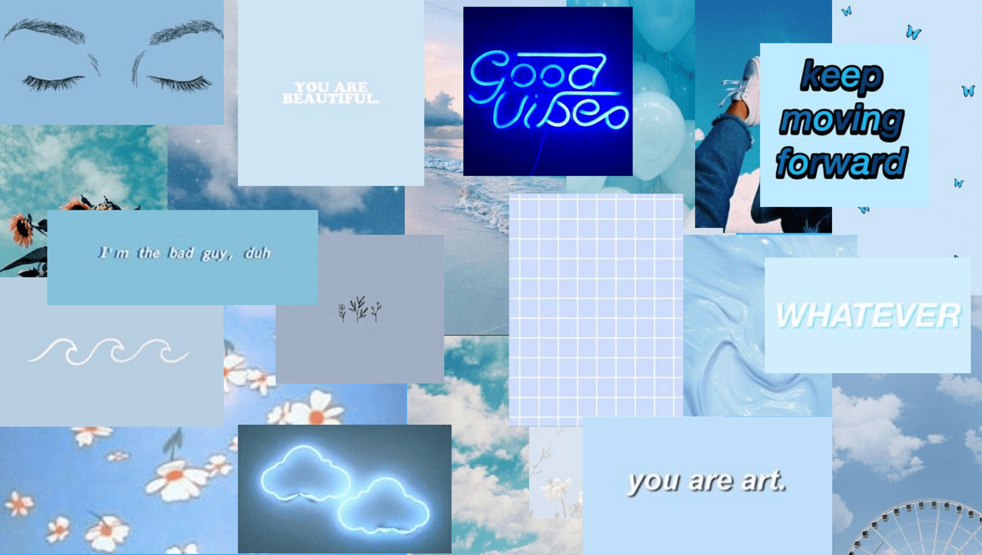 1998x1130 Pastel Blue Aesthetic Computer Wallpaper