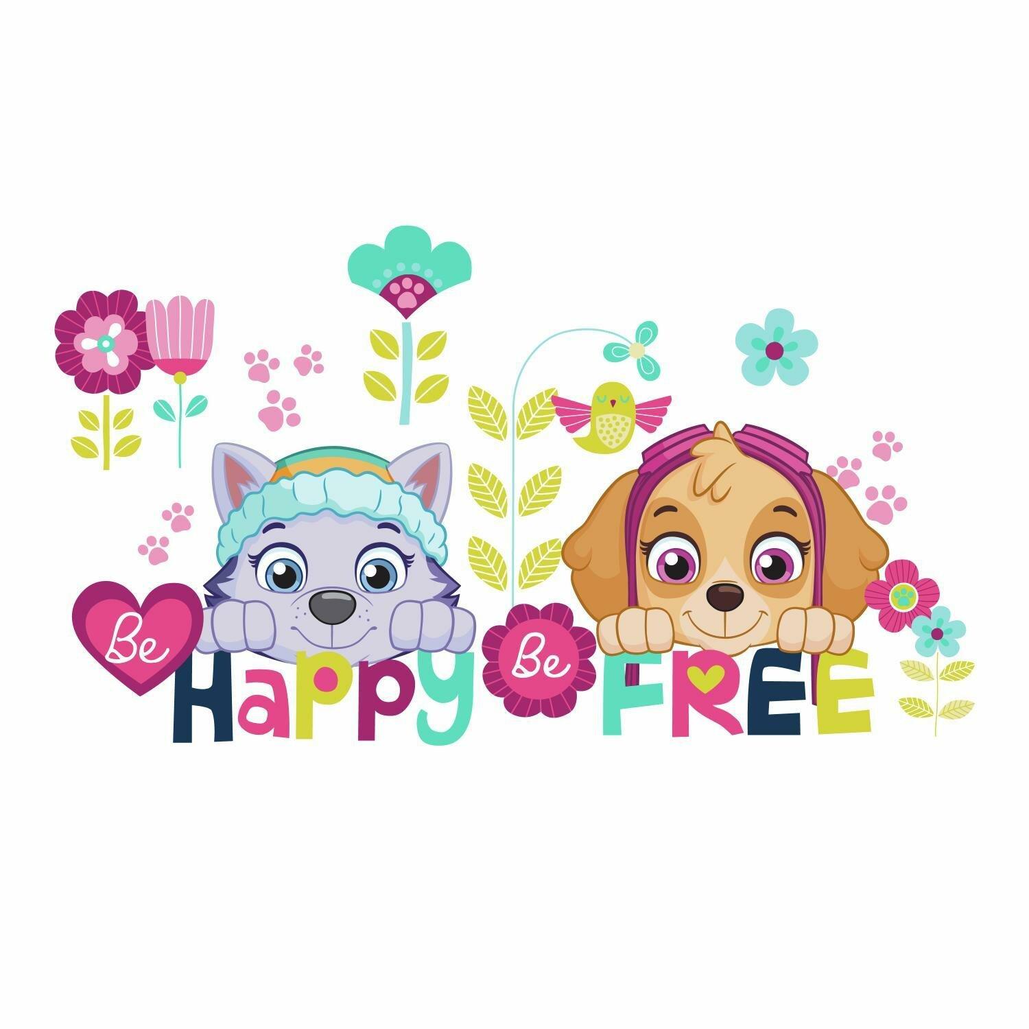 1500x1500 Room Mates Paw Patrol Skye and Everest Be Happy Quote Peel and Stick Wall Decal & Reviews