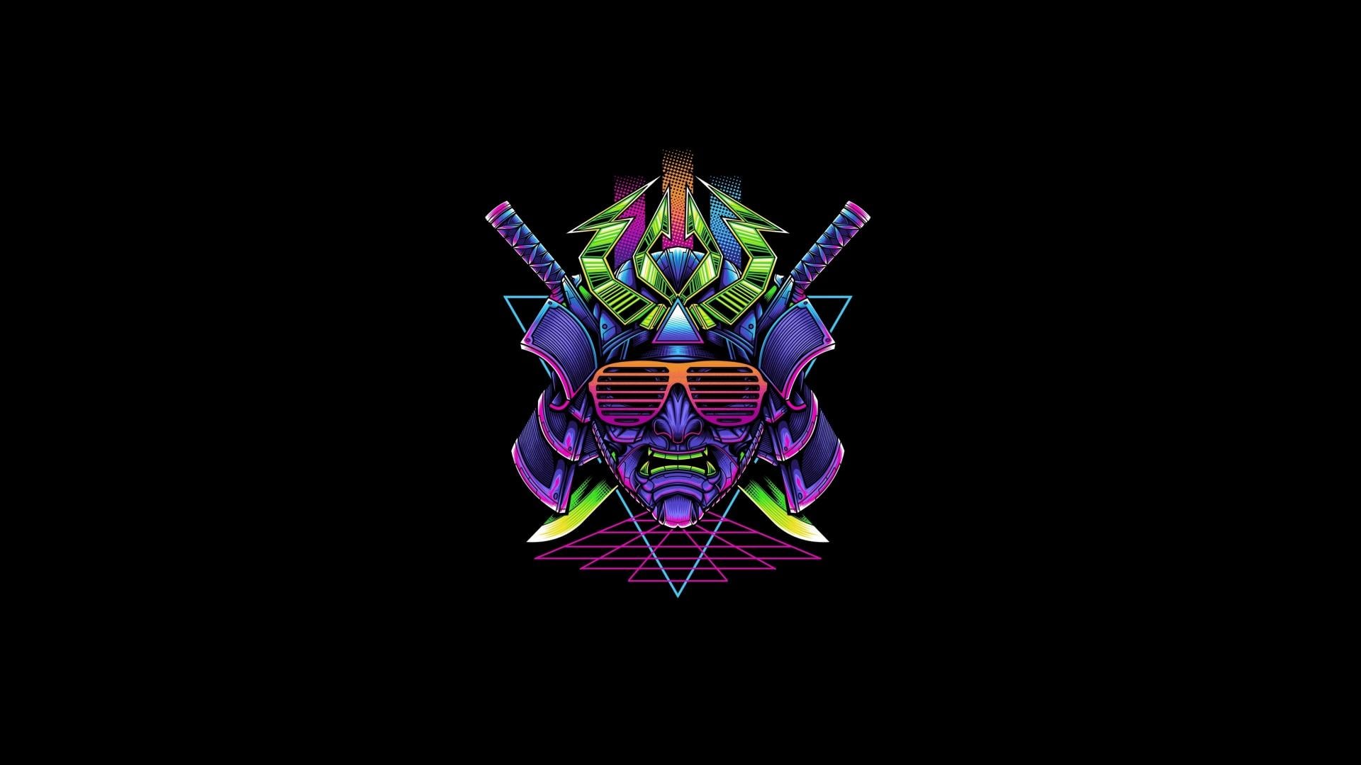 1920x1080 Download 1920x1080 wallpaper samurai's face, minimal, dark, full hd, hdtv, fhd, 1080p, 1920x1080 HD image, background, 25002