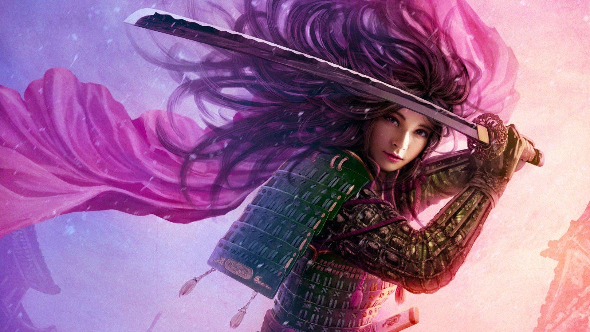 1920x1080 women, Abstract, Samurai Wallpaper HD / Desktop and Mobile Background