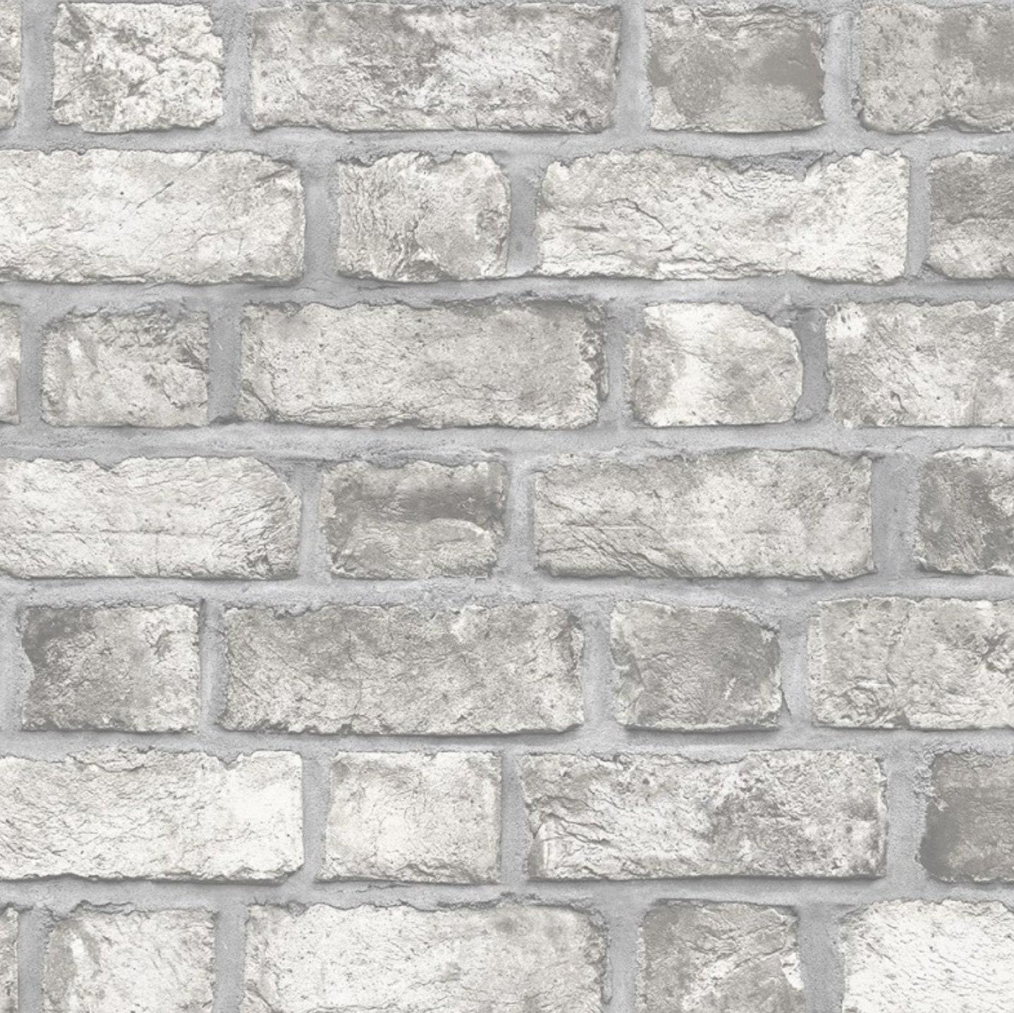 1438x1436 Old Gray Brick Wall Wallpaper Faux Distressed Stone Texture