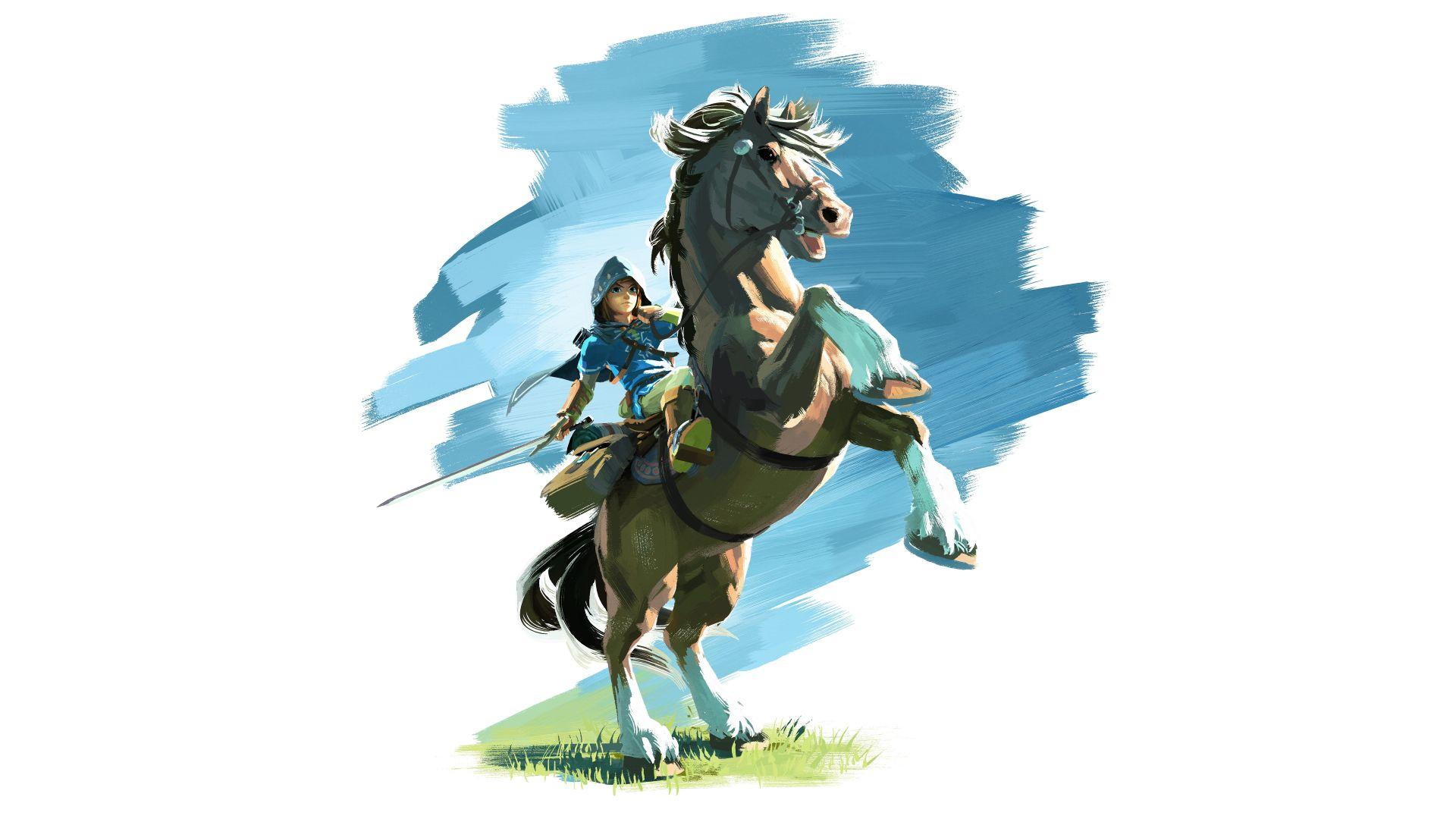 1920x1080 Desktop Wallpaper The Legend Of Zelda: Breath Of The Wild, Video Game, Horse Ride, Link, 8k, HD Image, Picture, Background, 812d12