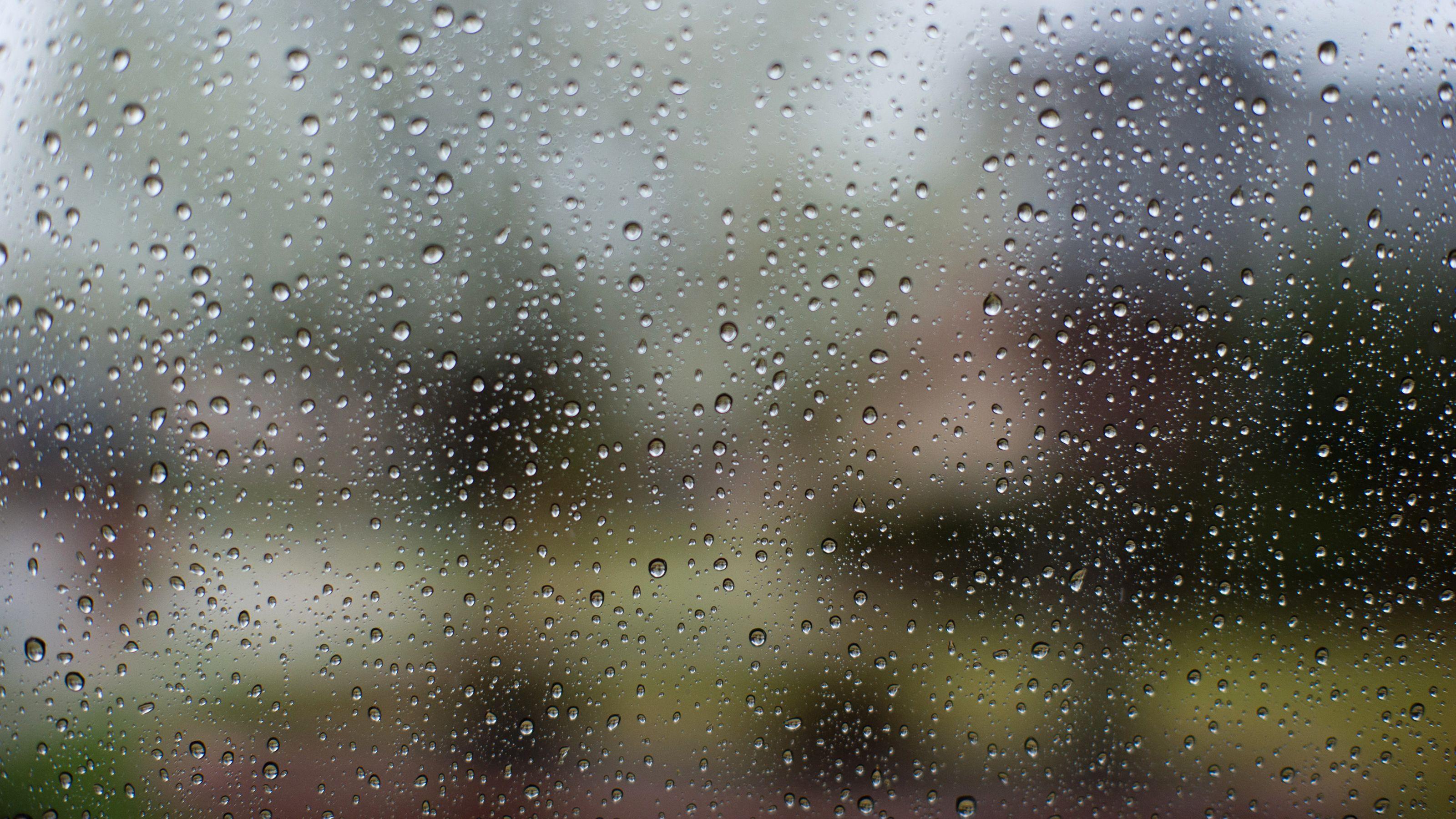 3200x1800 Download wallpaper glass, drops, macro, rain, section textures