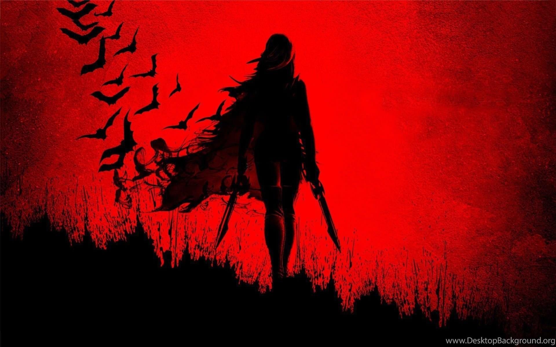 1920x1200 Blade girl shadow wide red Sword Anime Wallpaper Desktop Background
