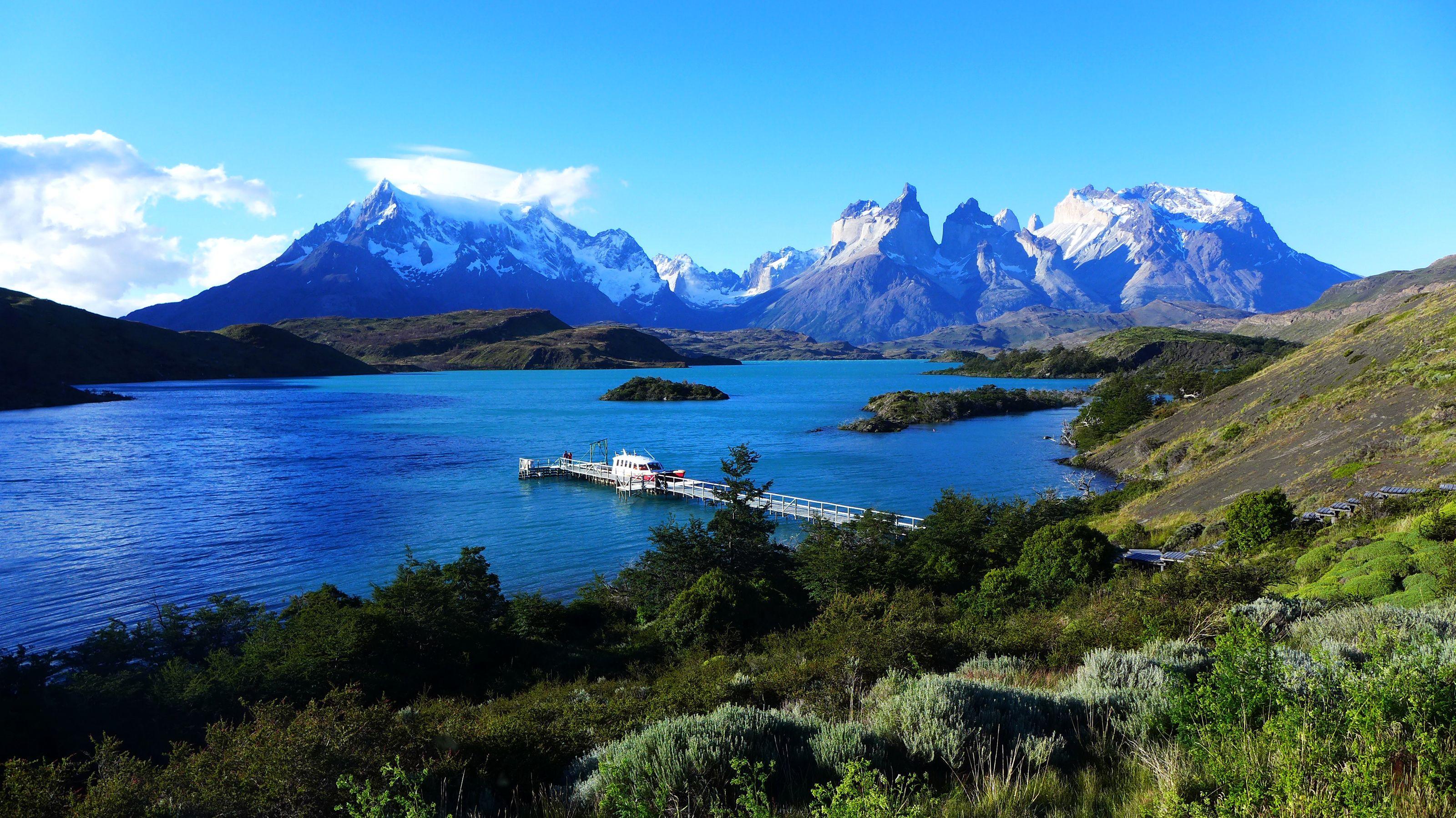 3200x1800 image Chile Pehoe Lake Patagonia Nature Mountains Scenery 3200x1800