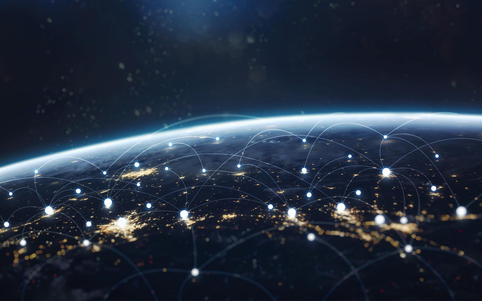 2048x1280 Data Exchange And Global Network Over The World. Earth At Night, Wallpaper HD / Desktop and Mobile Background