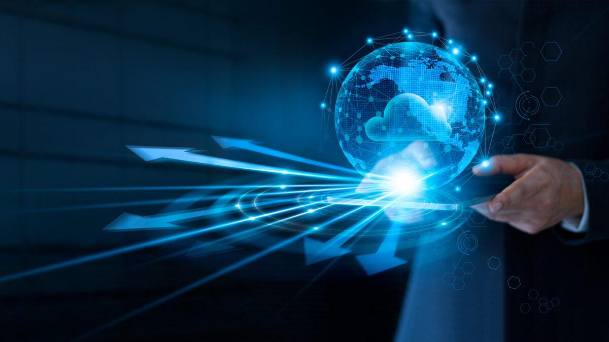 1200x675 Businessman using cloud computing connect at big data on global network connection, Cloud service and networking data storage technology service on dark blue background. The Fintech Times