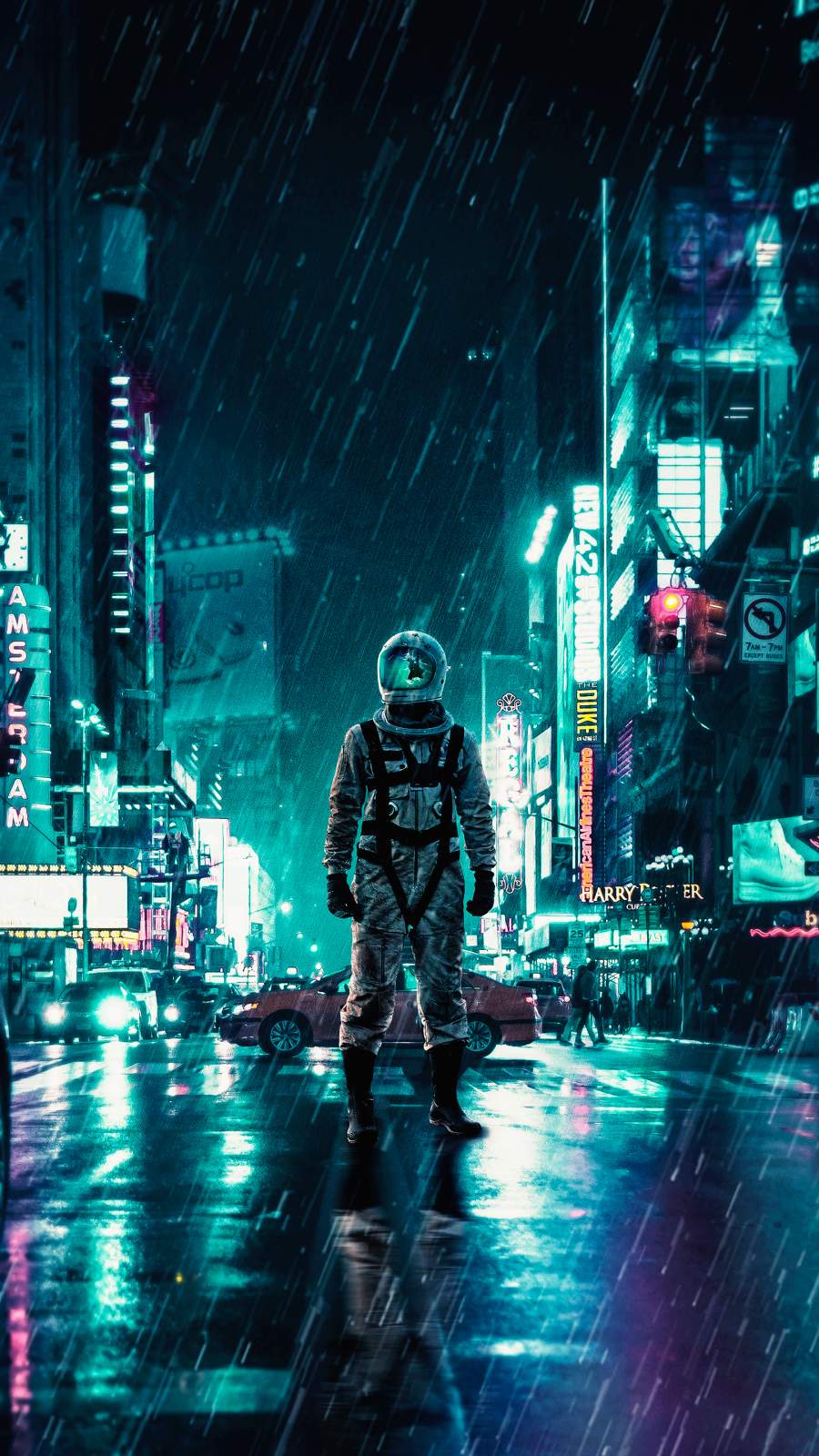 900x1600 Another Rainy Night Astronaut IPhone Wallpaper Wallpaper : iPhone Wallpaper