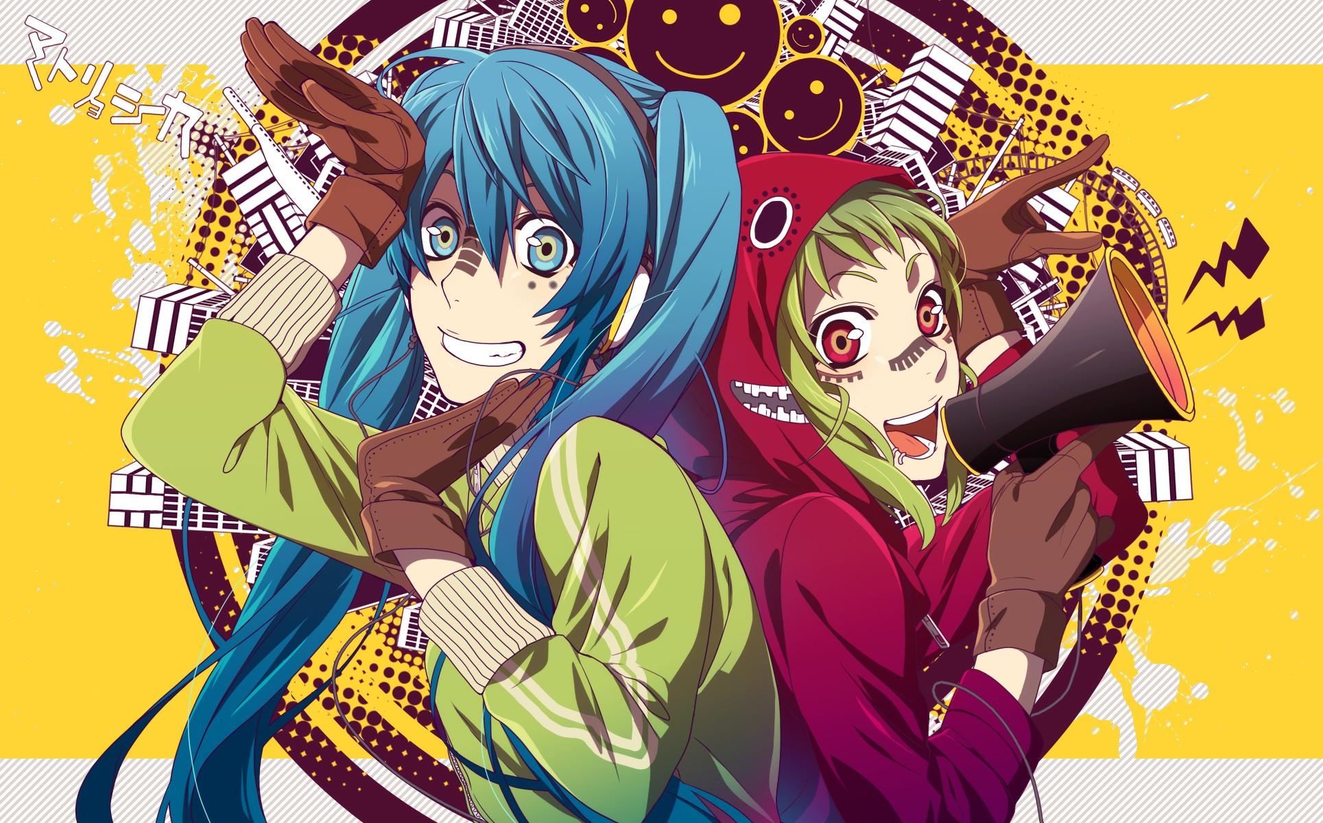 1929x1200 #anime girls, #anime, #Megpoid Gumi, #Hatsune Miku, #Vocaloid wallpaper. Mocah HD Wallpaper
