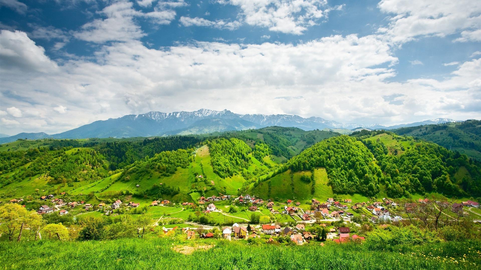 1920x1080 Summer Mountain Village Scenery HD Desktop Wallpaper