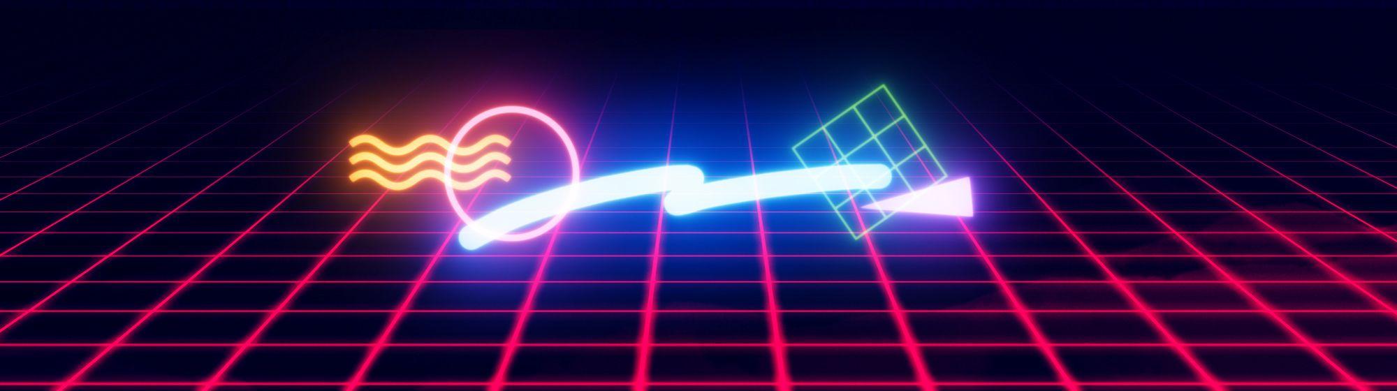 2000x560 80s Neon Shapes Wallpaper