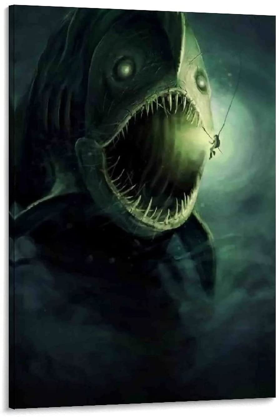 893x1333 DIAOSHI Scary Underwater Mythical Creatures Canvas Art Poster and Wall Art Picture Print Modern Family Bedroom Decor Posters 20x30inch(50x75cm) : Everything Else