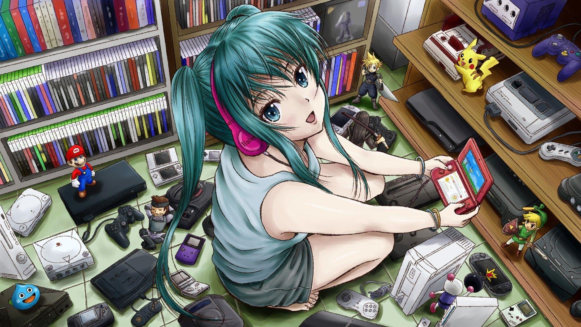 1920x1080 Anime Gamer Girl Wallpaper