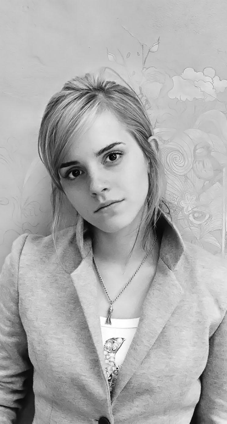 744x1392 The iPhone Wallpaper Emma Watson black and white