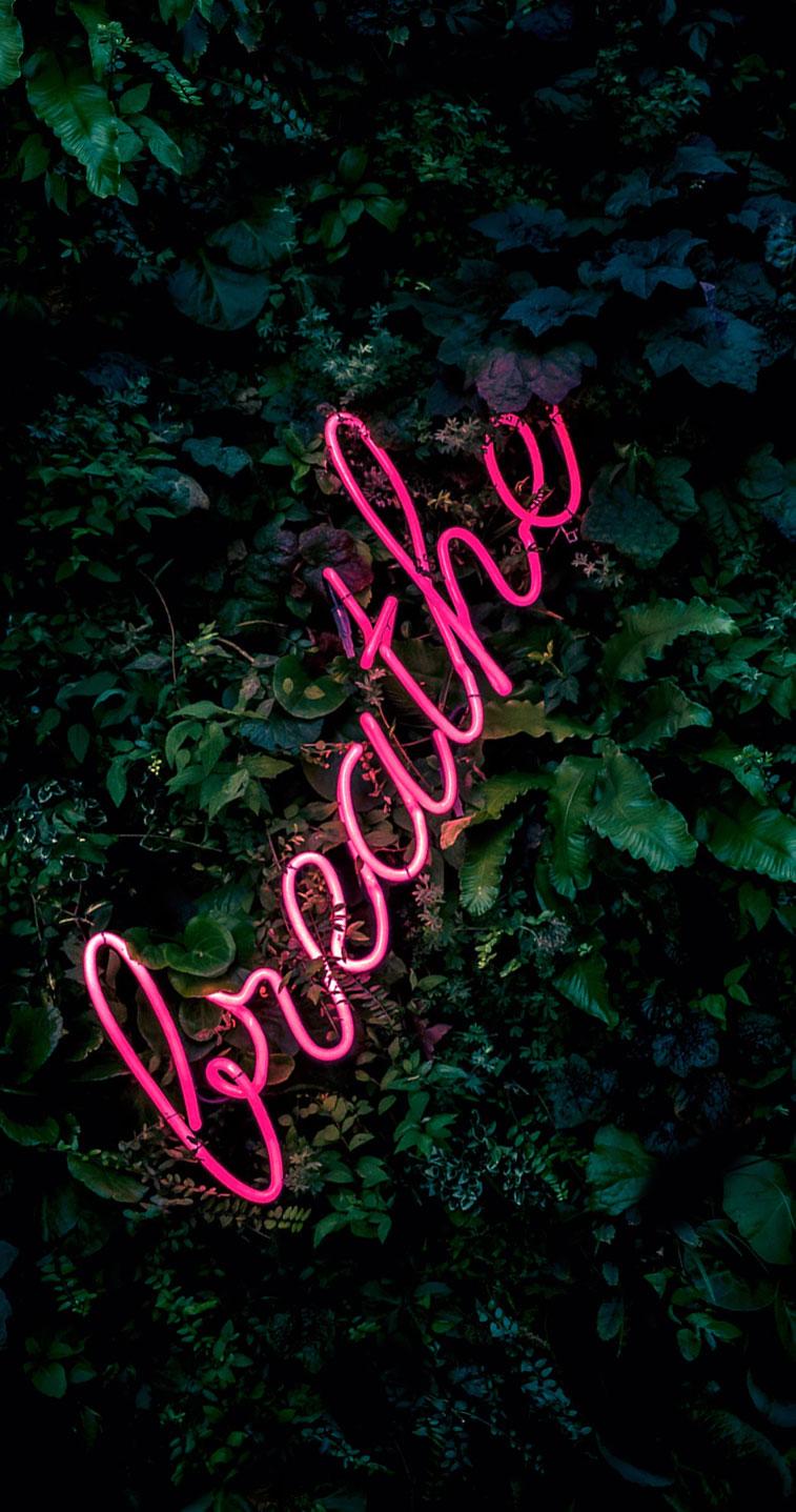757x1437 Breath neon light iPhone wallpaper, neon light sign wallpaper
