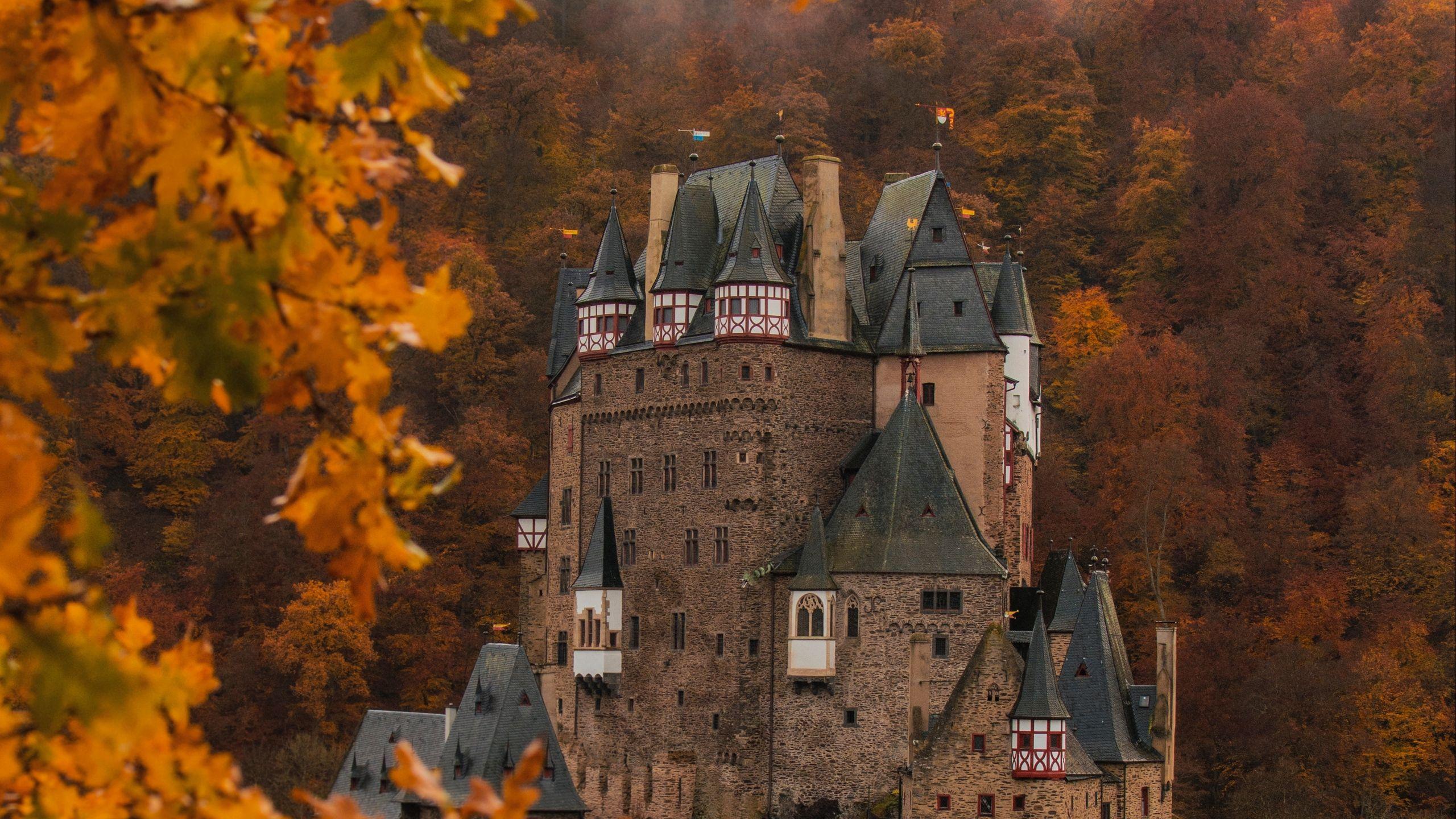 2560x1440 Fall Castle Wallpaper