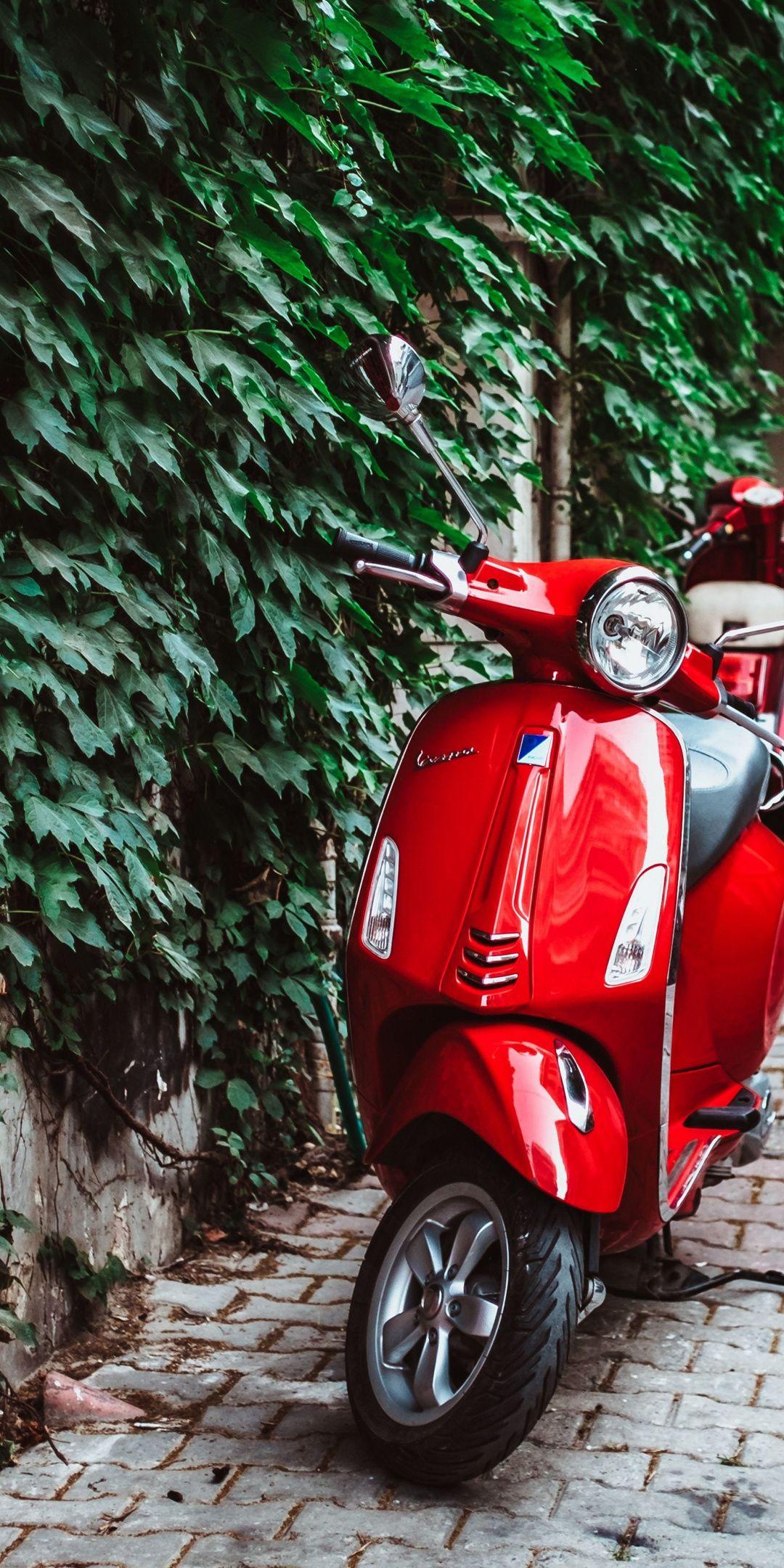 1080x2160 Red Vespa, scooter, 1080x2160 wallpaper. Red vespa, Vespa scooters, Vespa