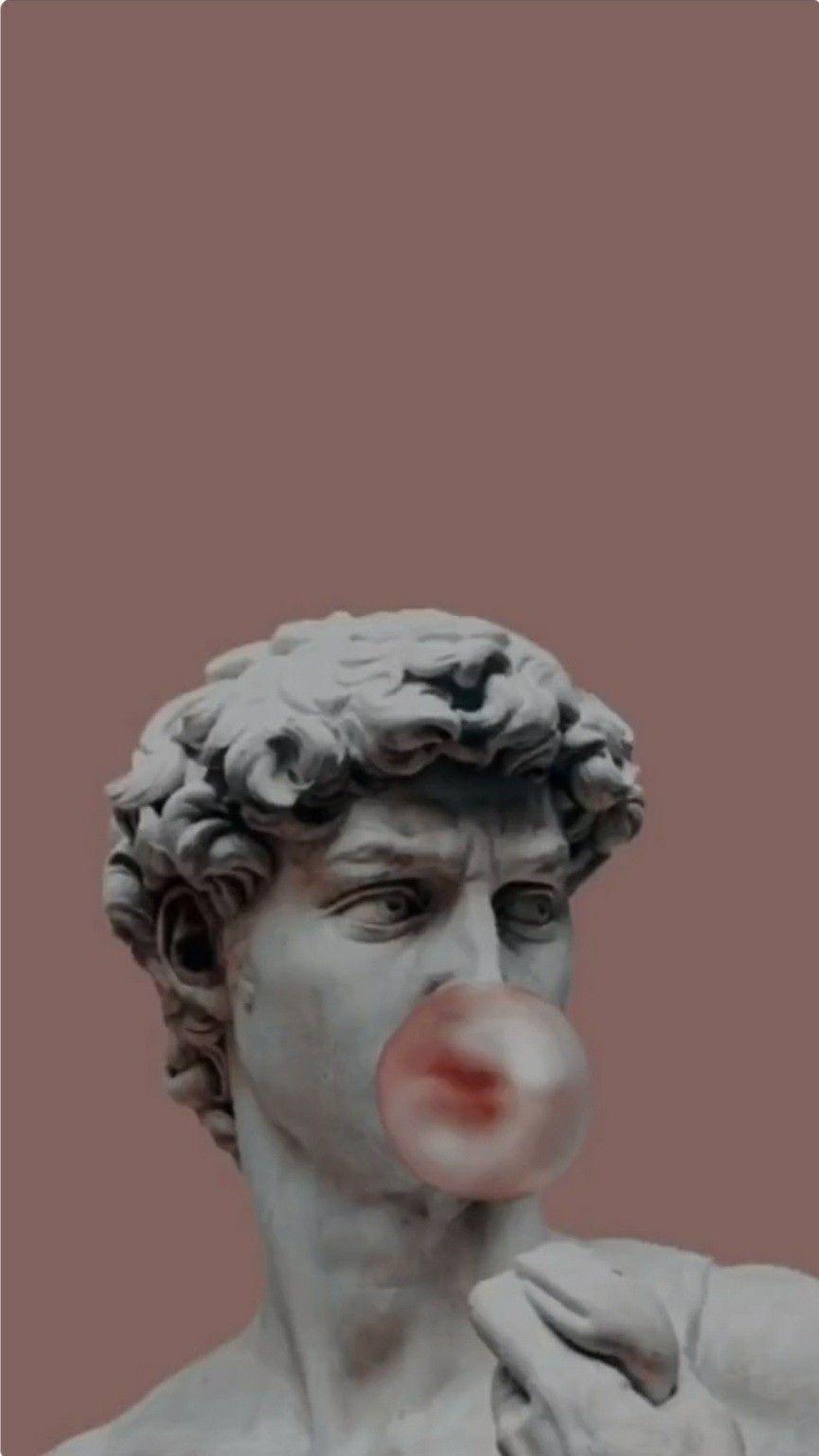 865x1537 Statue BUBBLE gum. Aesthetic background, Aesthetic wallpaper, Pastel aesthetic