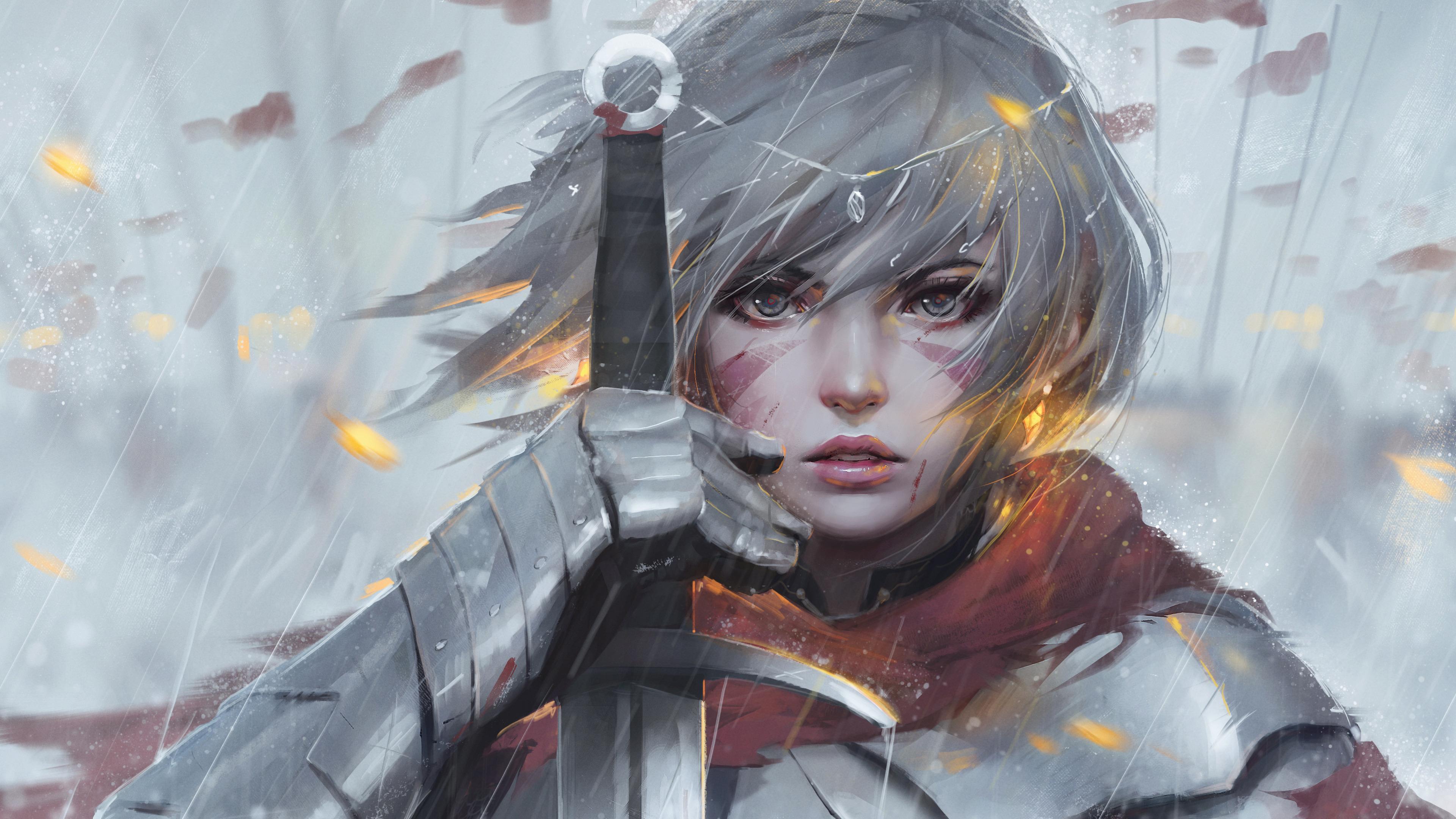 3840x2160 Fantasy, Girl, Warrior, Sword, 4K wallpaper. Mocah HD Wallpaper