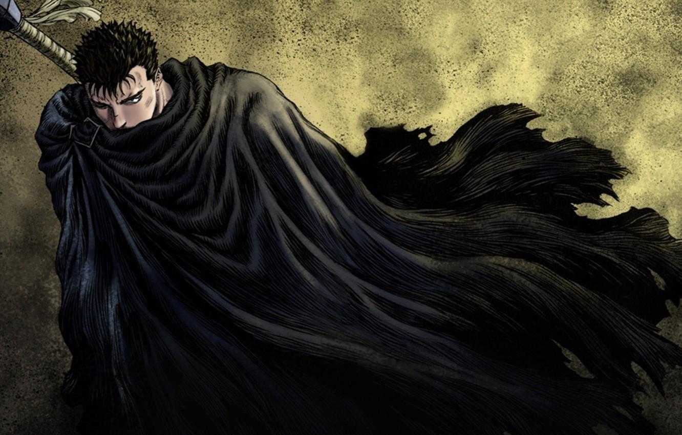 1332x850 Wallpaper the wind, black, sword, warrior, cloak, GATS, Berserker, swordsman image for desktop, section прочее