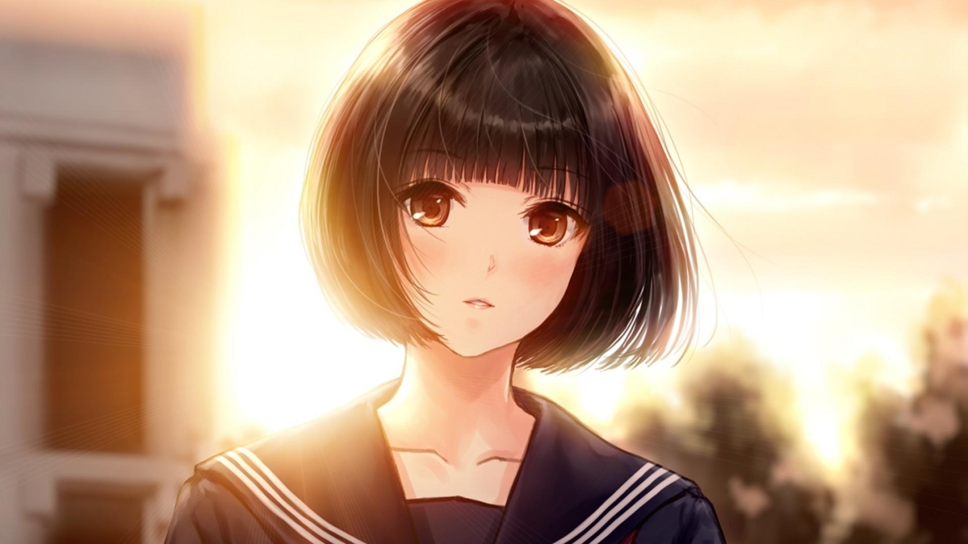 1920x1080 Anime Girl Short Hair Wallpaper