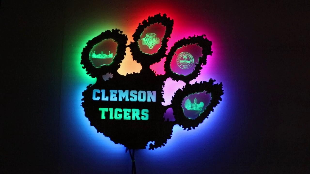 1280x720 An Arduino Powered Backlit Clemson Tiger Paw