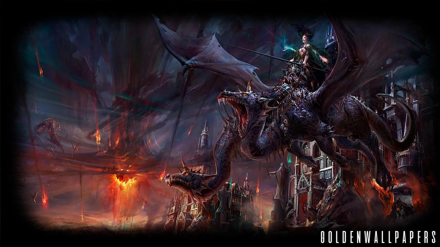 1422x800 Norse Mythology Wallpaper Headed Dragon Art