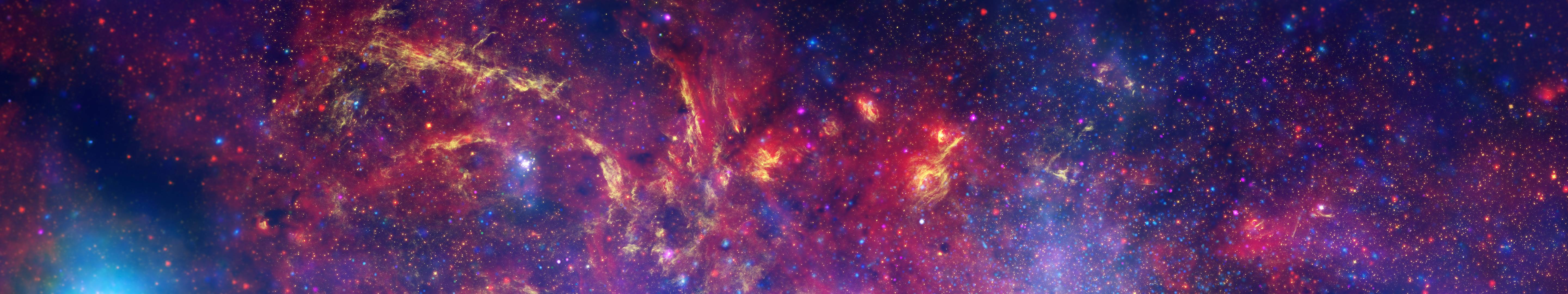 5760x1080 wallpaper, nebula, galaxy, outer space, astronomical object, atmosphere, celestial event, universe, sky, star, purple