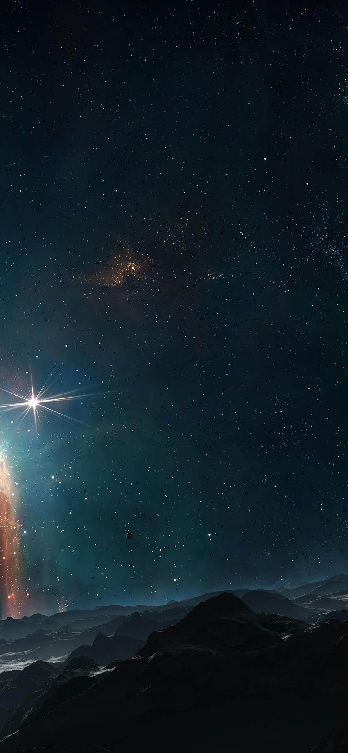 1125x2436 Dark Space Sky Planet Nature Art