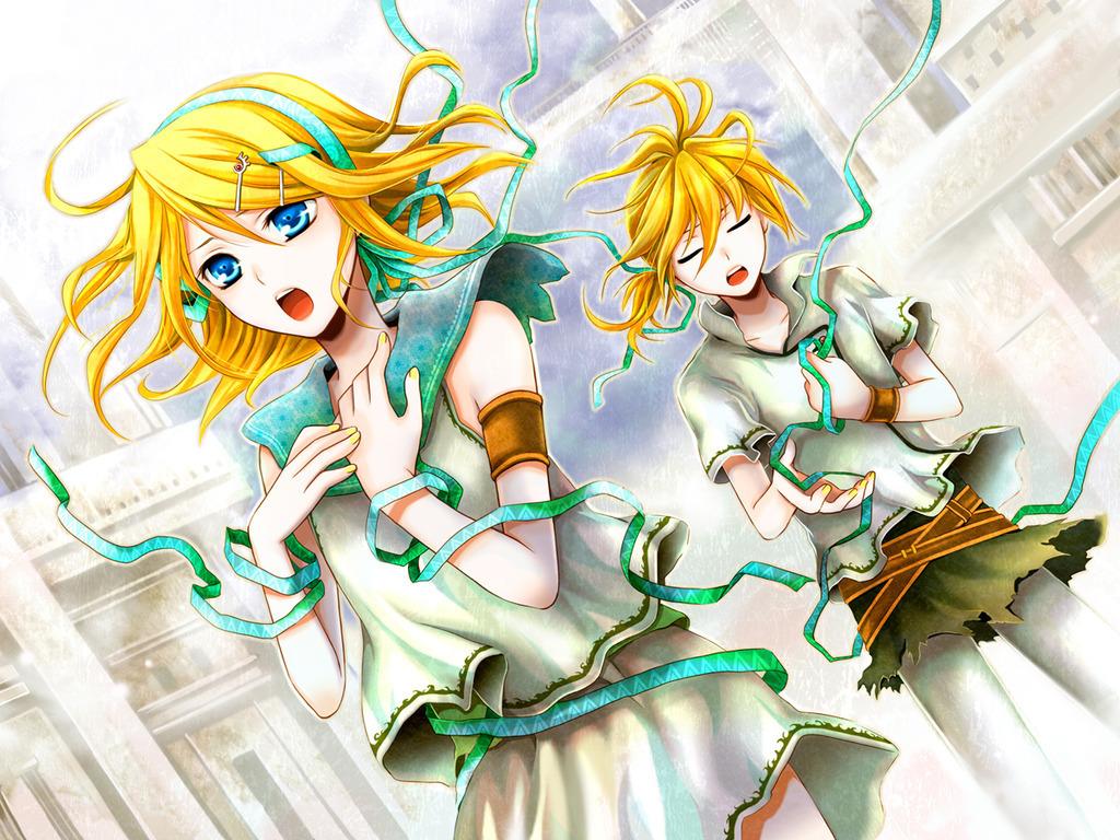 1024x768 Rin & Len Kagamine Vocaloid Wallpaper