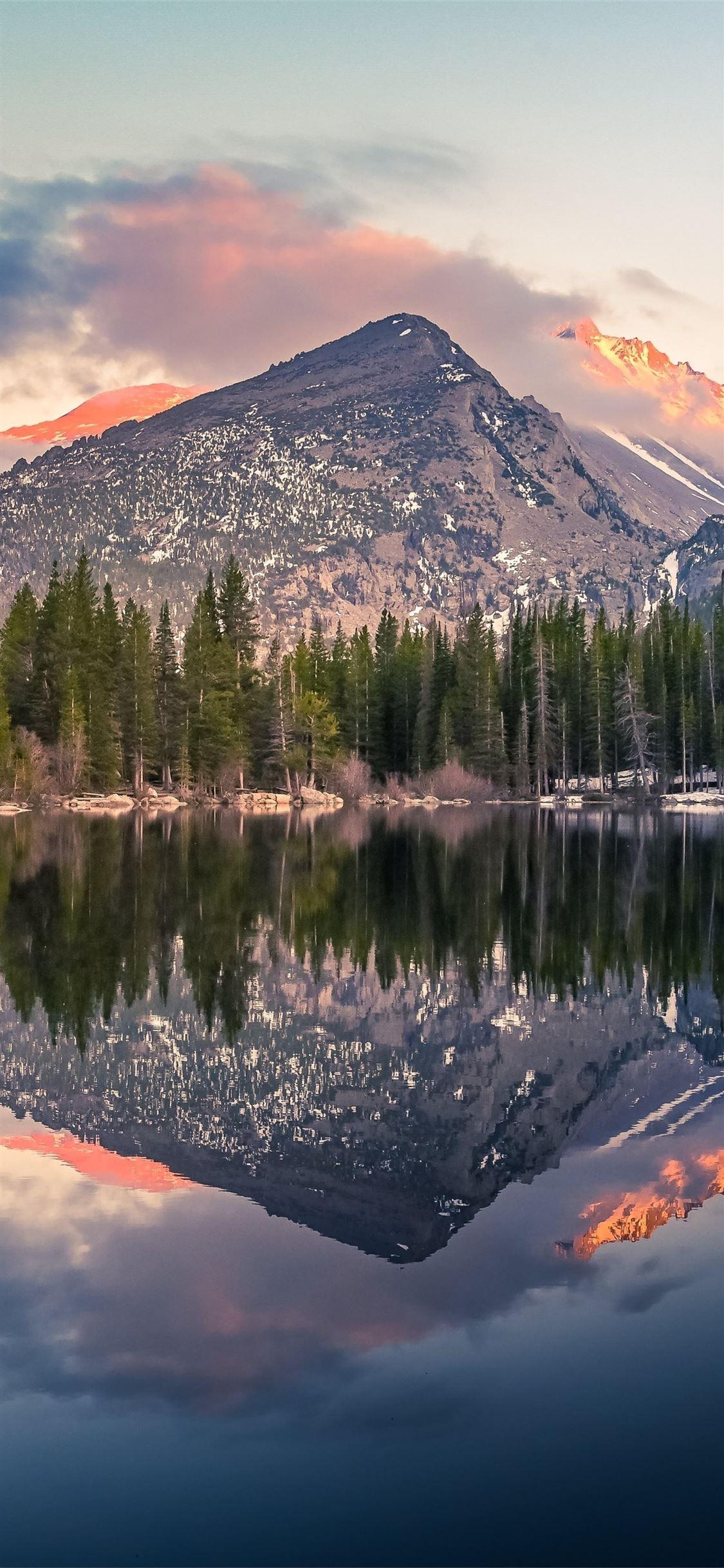 1125x2436 bear lake reflection at rocky mountain national pa. iPhone X Wallpaper Free Download