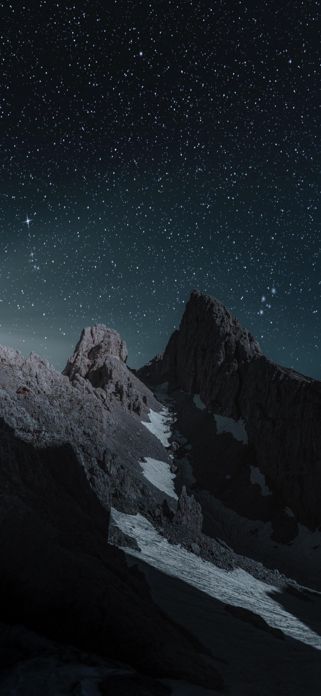 1125x2436 Download 1125x2436 wallpaper rocky mountains, nature, night, starry sky, iphone x 1125x2436 HD image, background, 15867