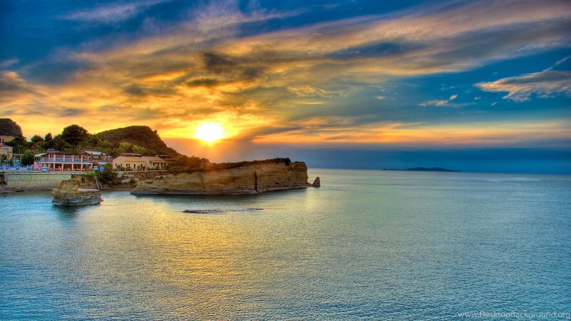 1920x1080 Sunset In Corfu Island Greece Wallpaper 1920x1080 1080p. Desktop Background