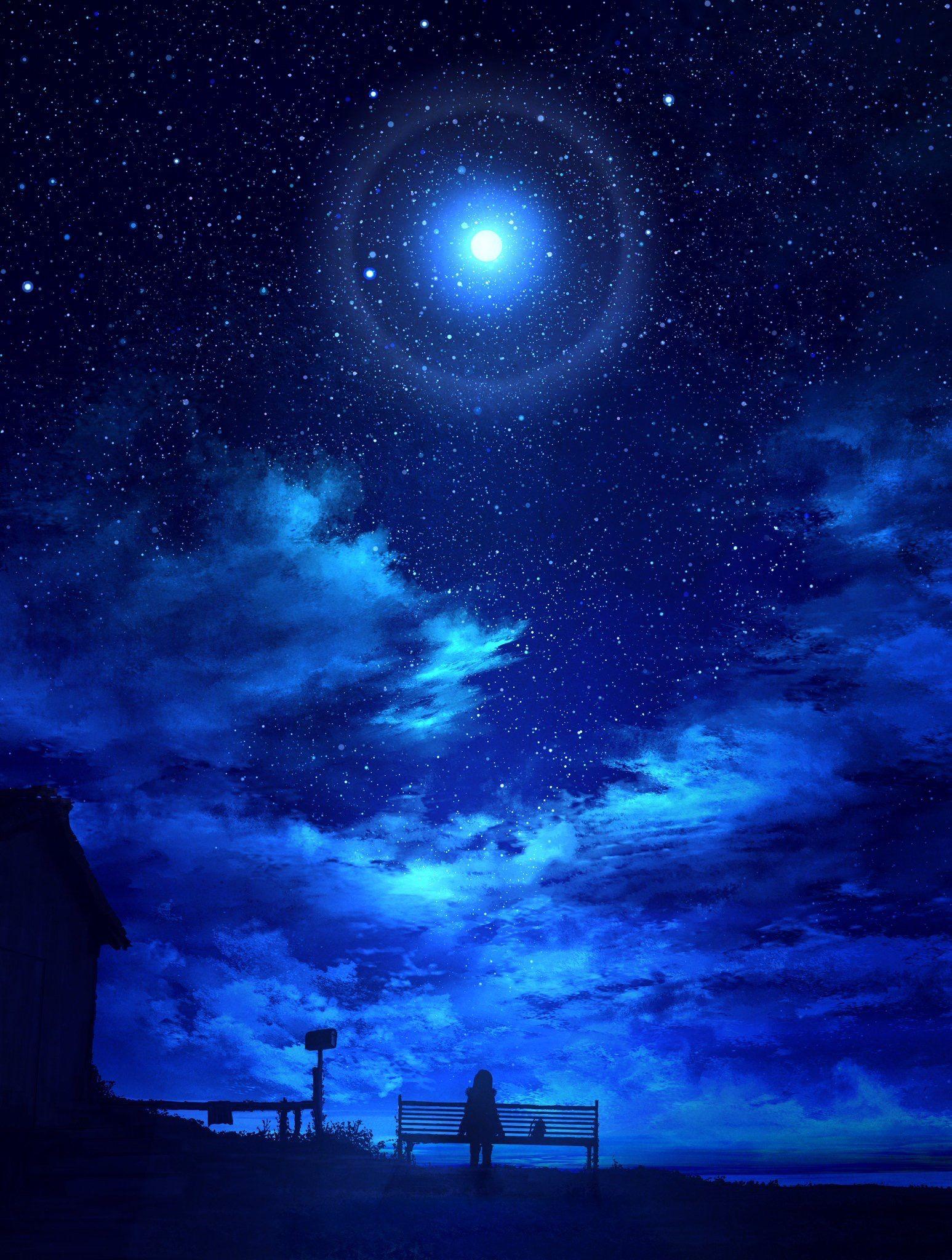 1547x2048 mks on Twitter. Anime scenery, Night sky wallpaper, Scenery wallpaper