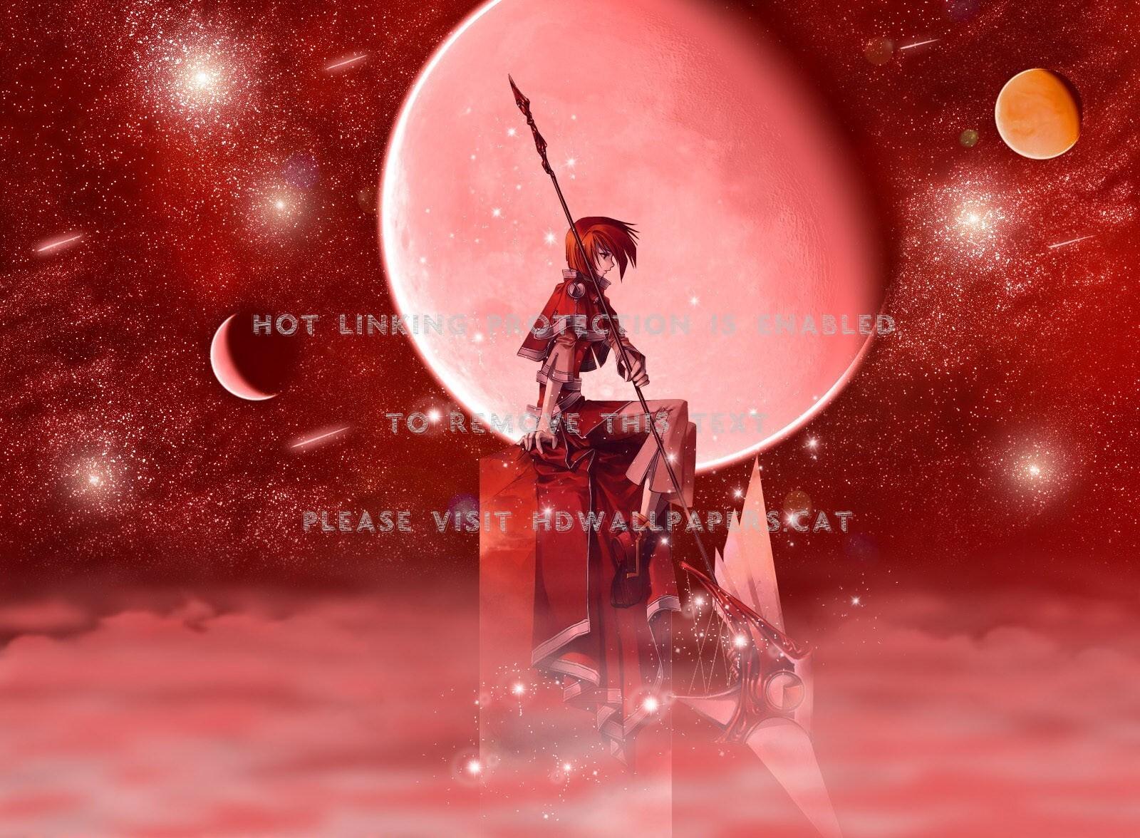 1600x1176 Red Moon Stars Plannets Anime Anime Night Sky HD Wallpaper
