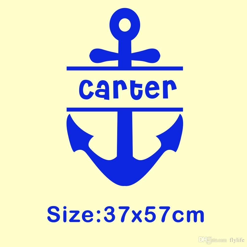 1001x1001 Personalized Boys Name Wall Sticker Cool Ship Anchor Art Pattern
