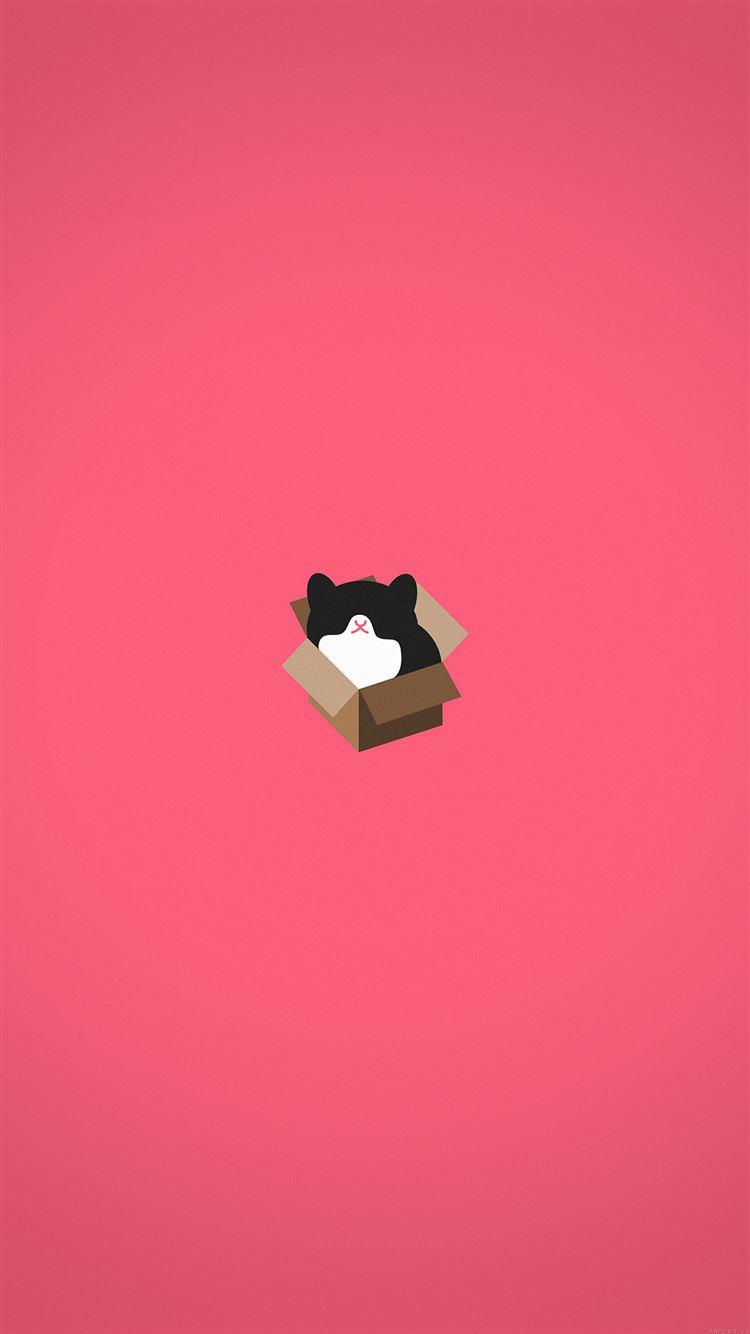 750x1334 Cat Box Red Illust Animal Art Minimal iPhone 8 Wallpaper Free Download