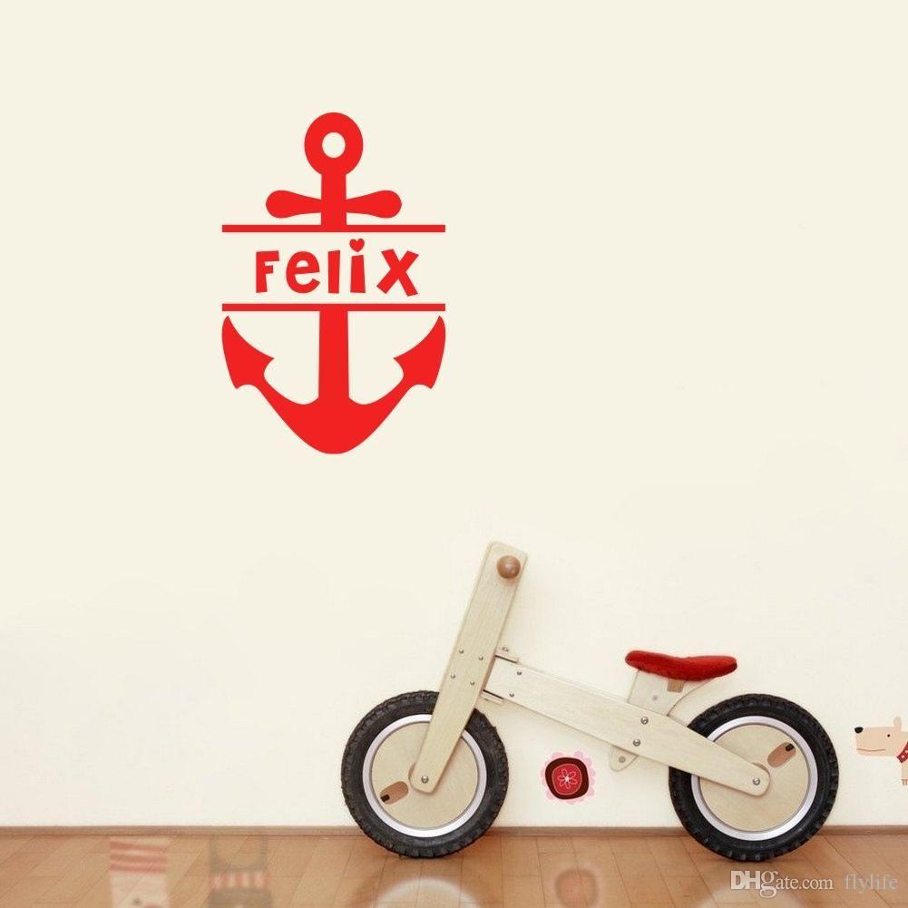 1001x1001 Personalized Boys Name Wall Sticker Cool Ship Anchor Art Pattern