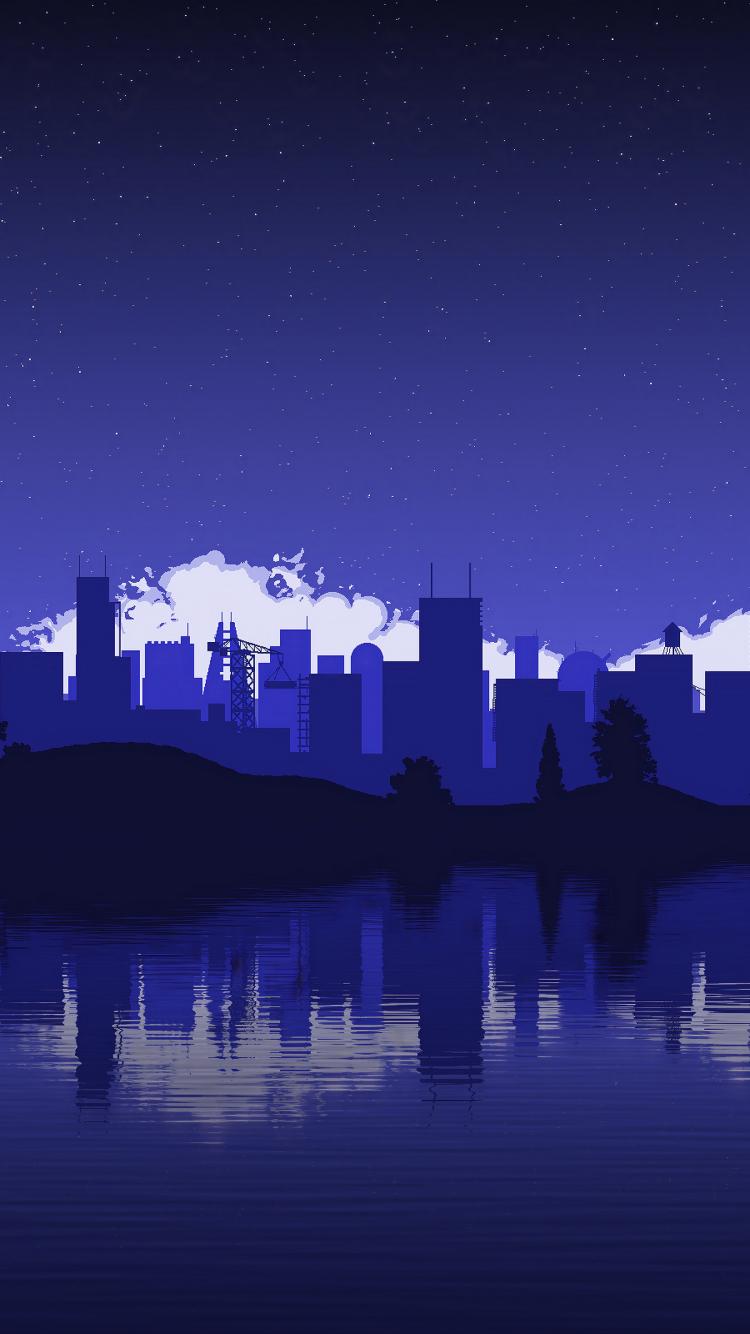 750x1334 Download 750x1334 wallpaper blue, cityscape, city, minimalist, iphone iphone 750x1334 HD image, background, 21758