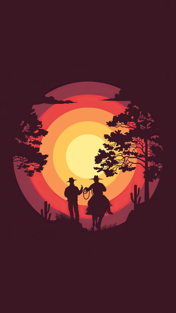 750x1334 Cow Boys Rider Minimalism iPhone iPhone 6S, iPhone 7 HD 4k Wallpaper, Image, Background, Photo and Picture