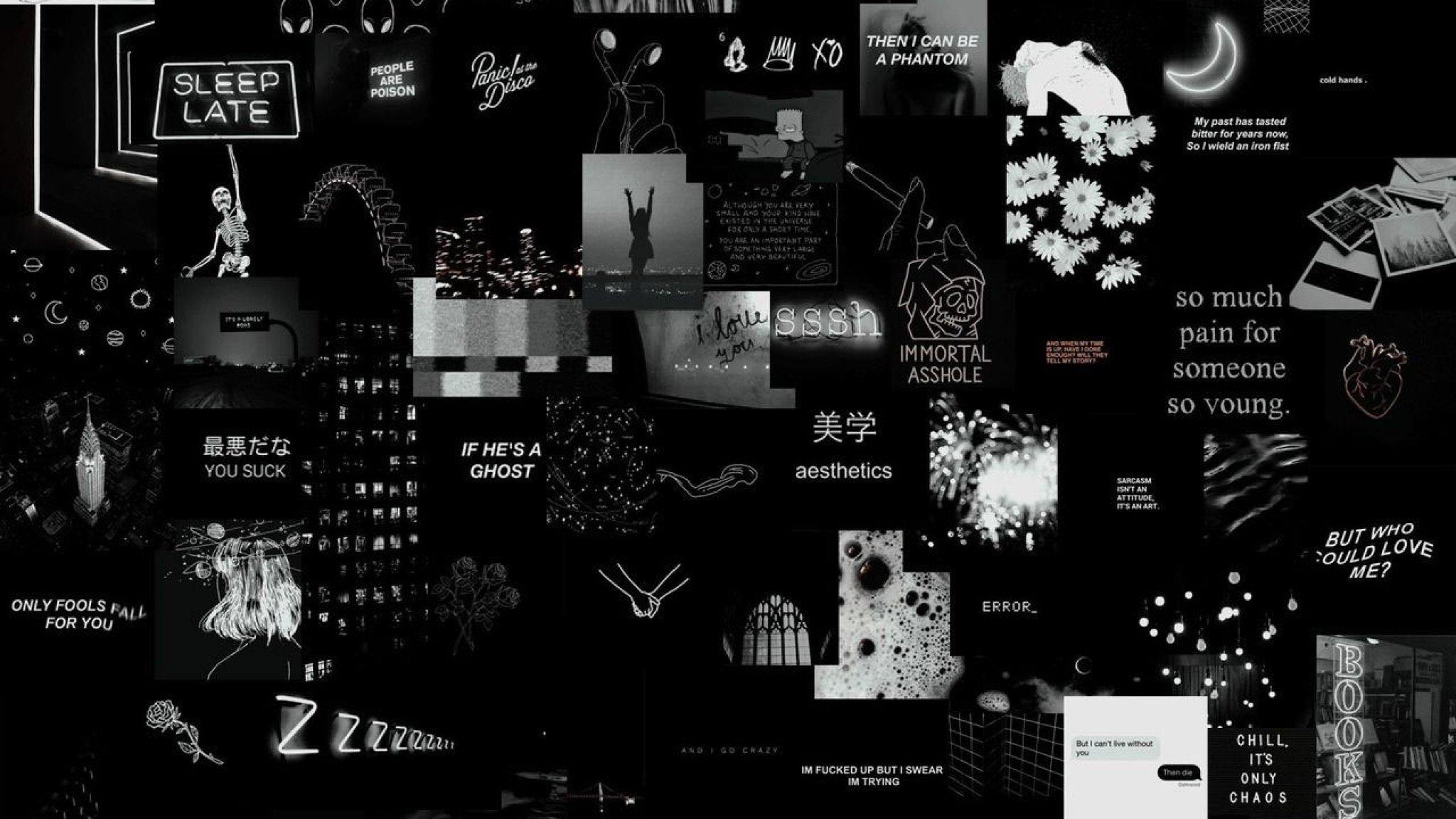 2048x1152 Aesthetic Black Wallpaper, collage • Wallpaper For You HD Wallpaper For Desktop & Mobile
