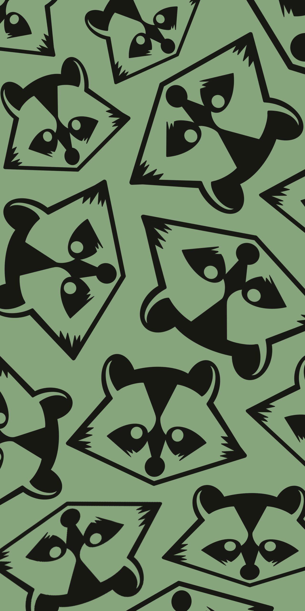 1280x2560 Raccoon Green Monochrome Wallpaper