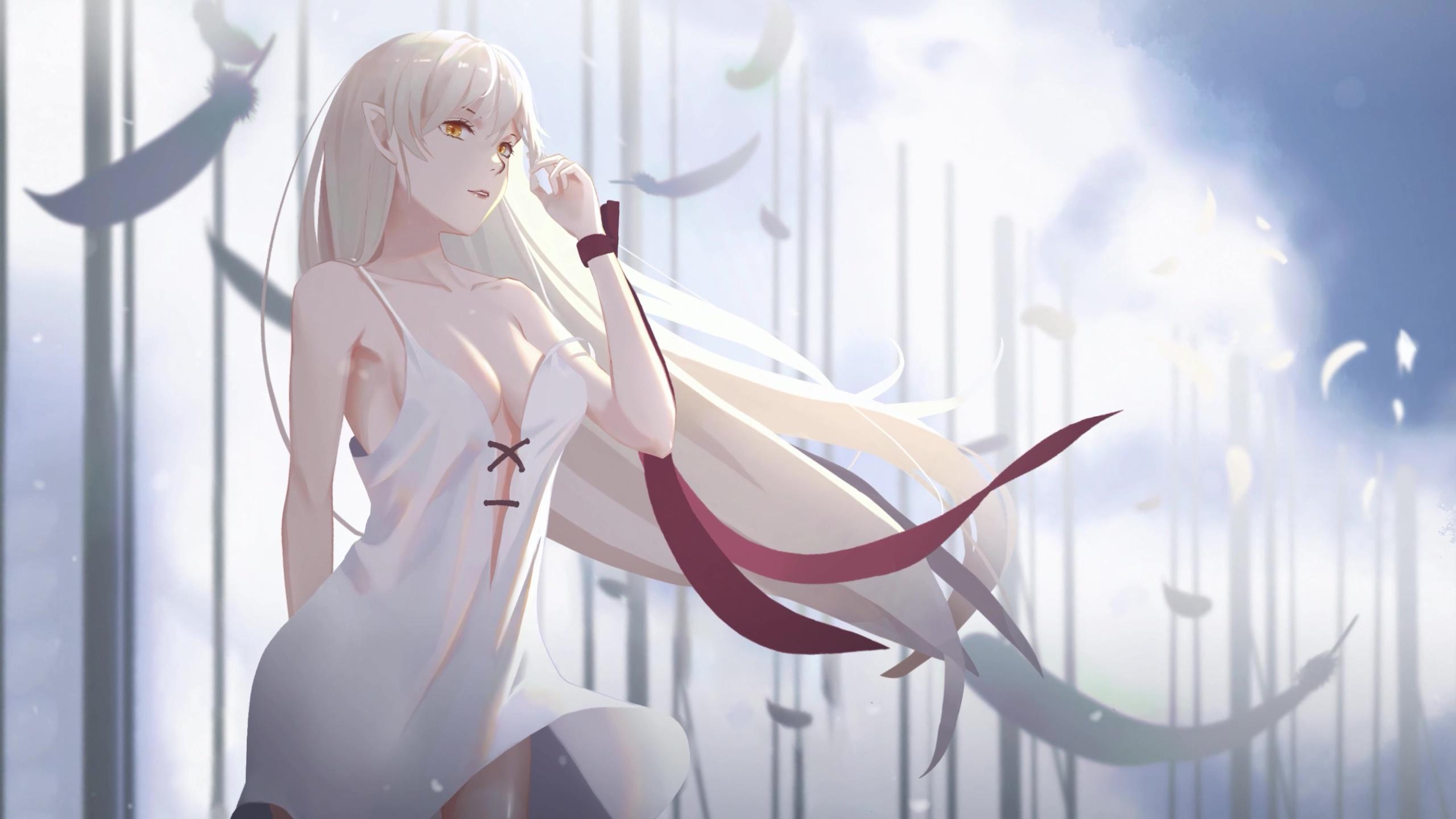 2560x1440 Shinobu Oshino Kiss Shot Wallpaper