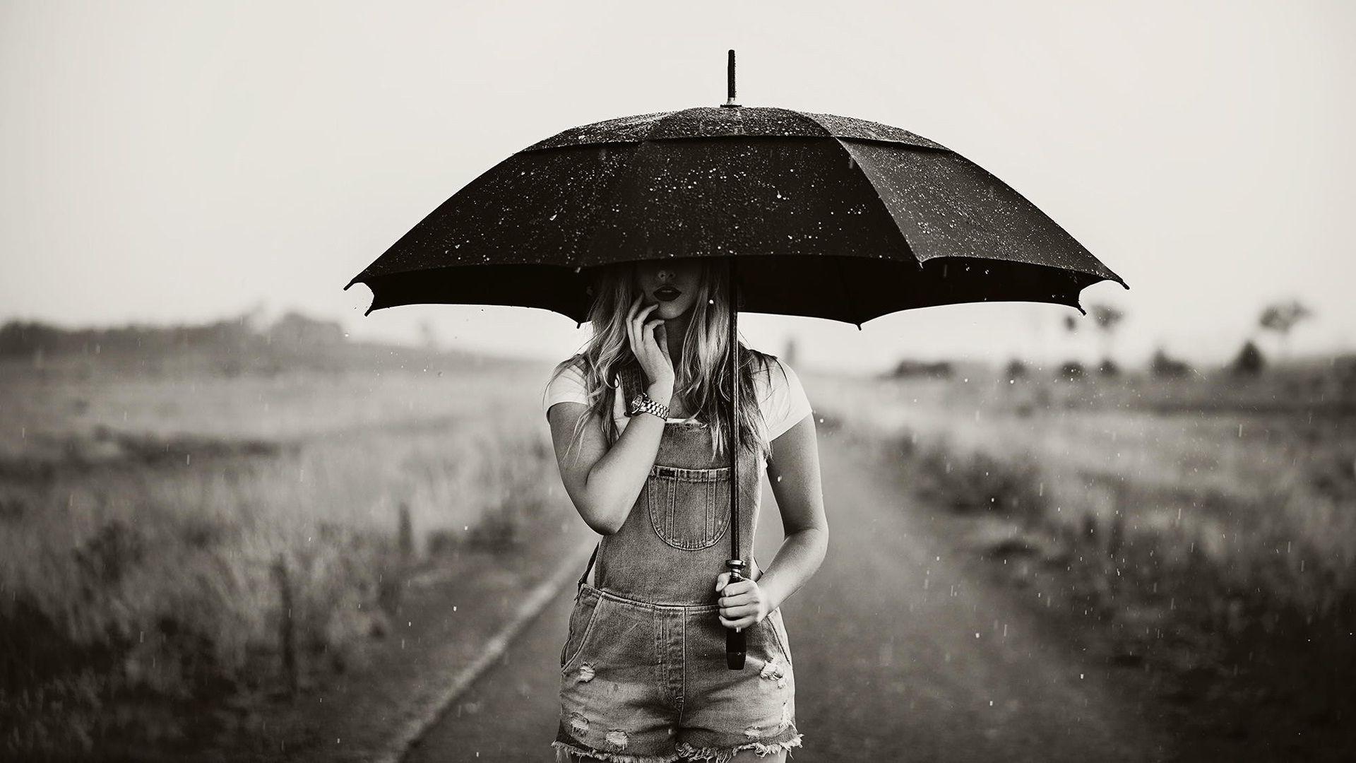 Best of Sad Girl In Rain With Umbrella