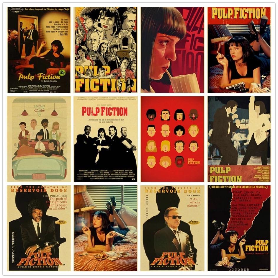 942x942 Classic Movie Pulp Fiction retro Kraft paper Poster Bar Cafe decorative painting wallpaper vintage posters. Wall Stickers