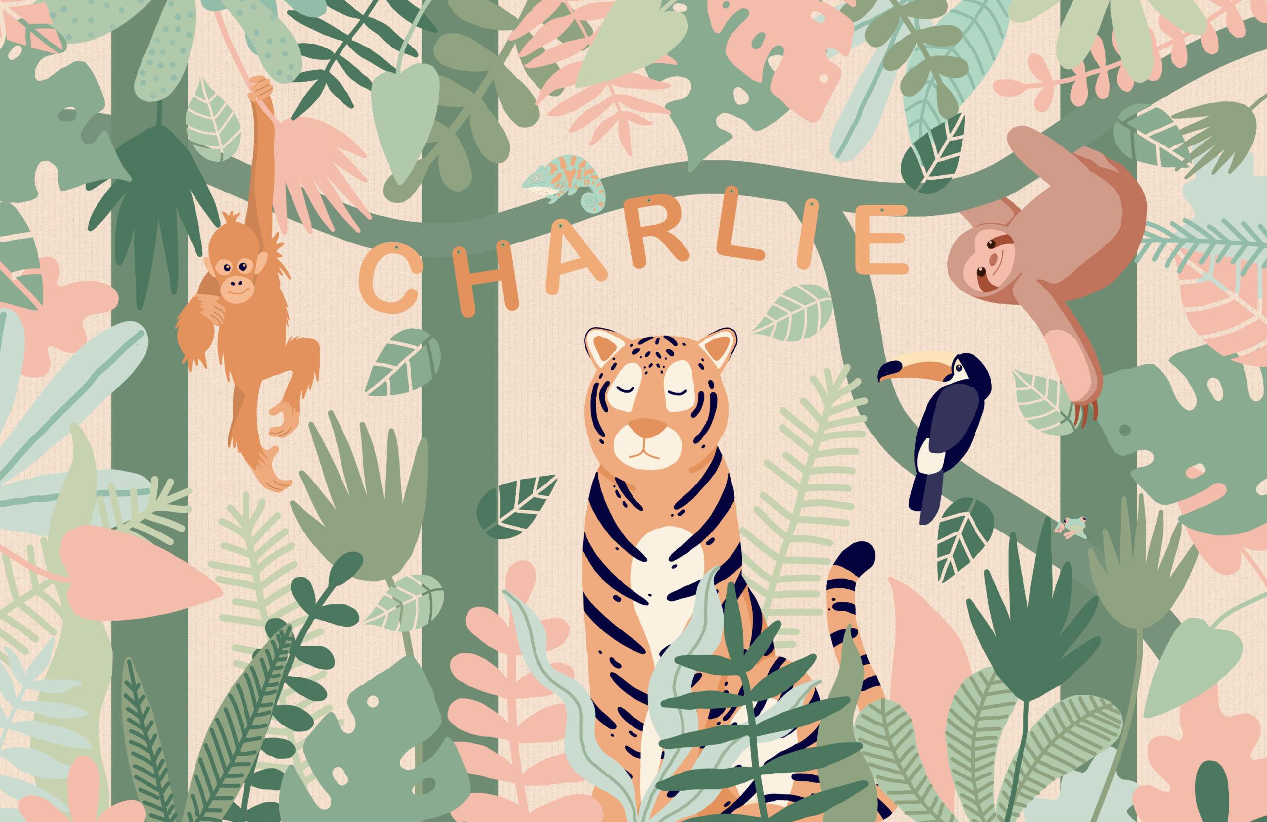 2560x1661 Personalized Kids Jungle Animals Wallpaper Mural