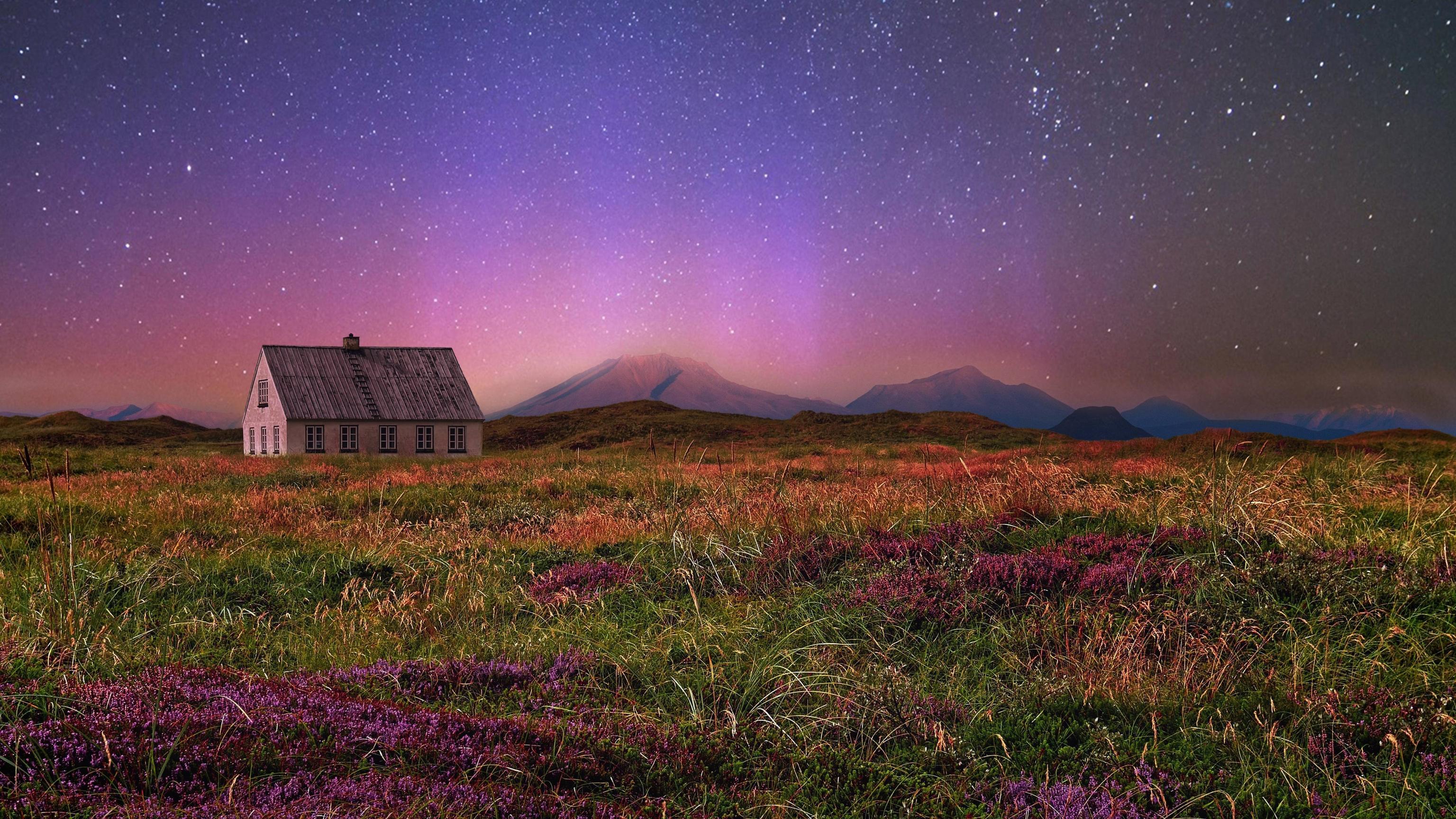 3072x1728 Fantasy House in Field 4K 5K Wallpaper, HD Nature 4K Wallpaper, Image, Photo and Background